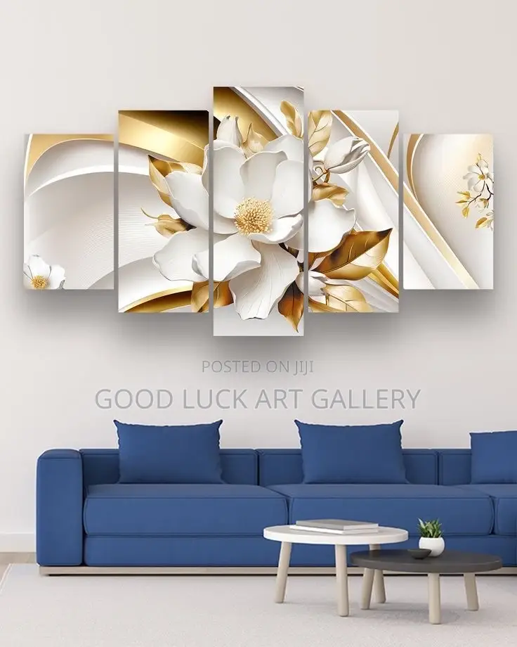 White and Gold Flower Wall Art