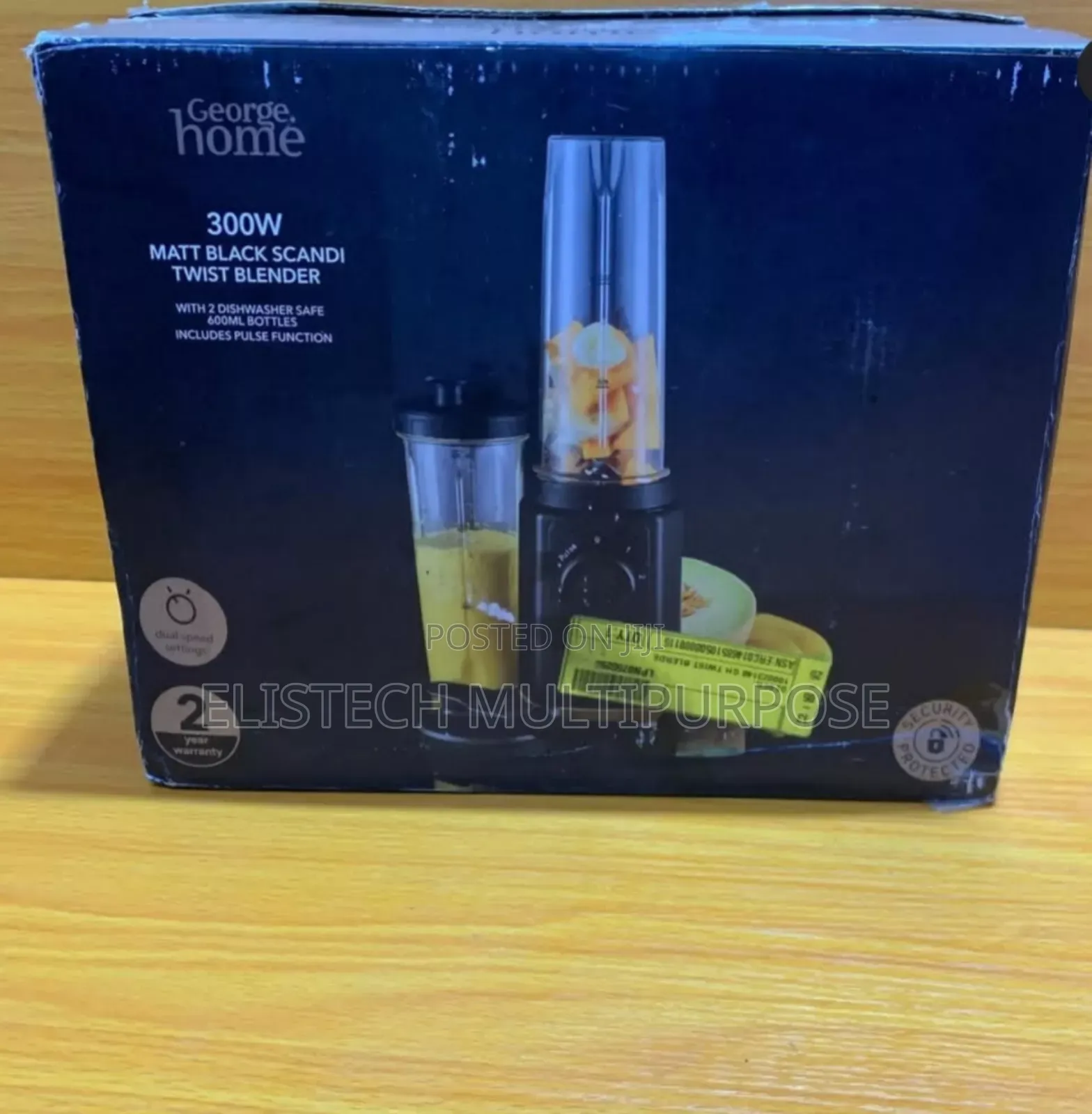 George Home 300w Matt Black Scandi Twist Blender 2 Smoothie Bottles