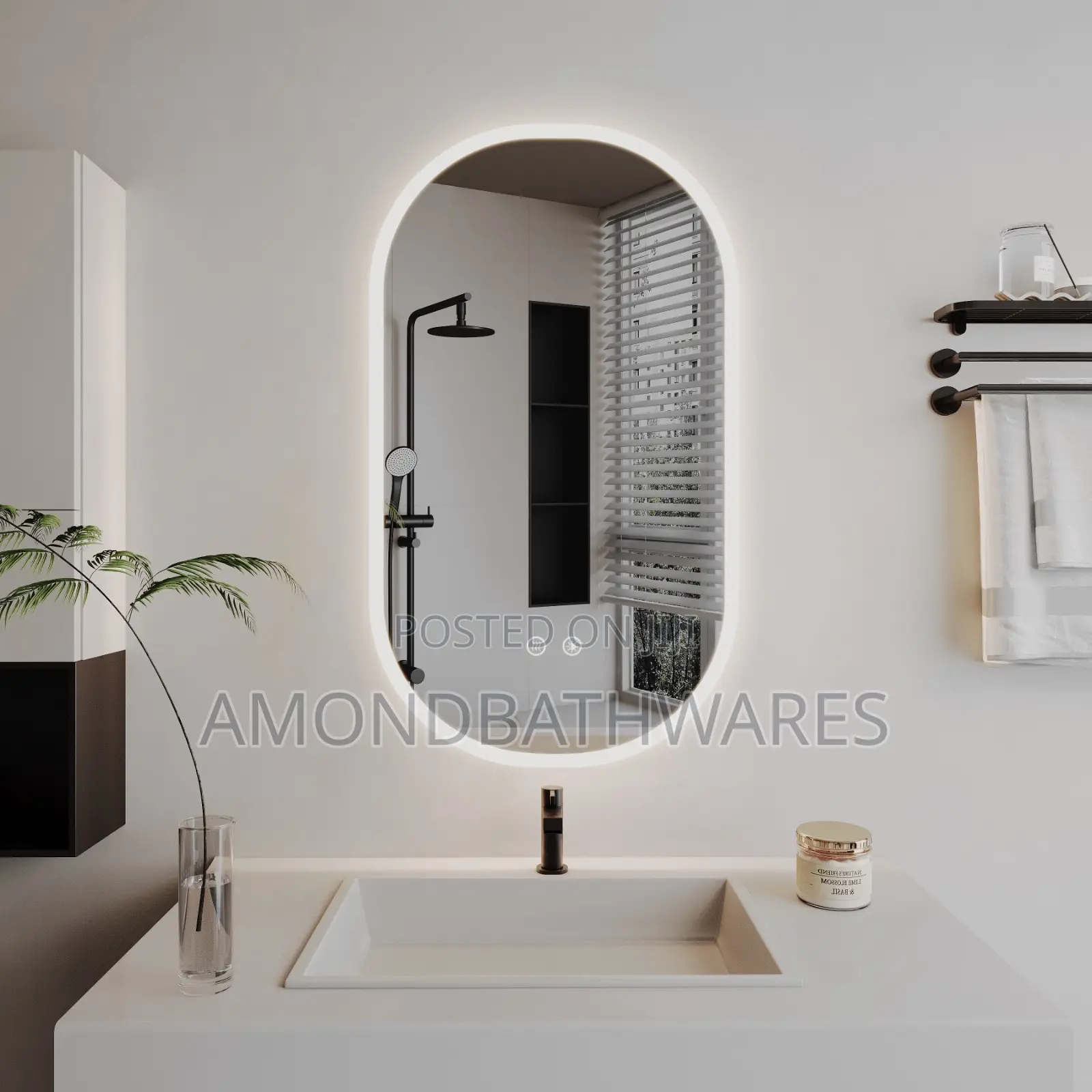 80 by 60cm Cylinder Shaped Mirror