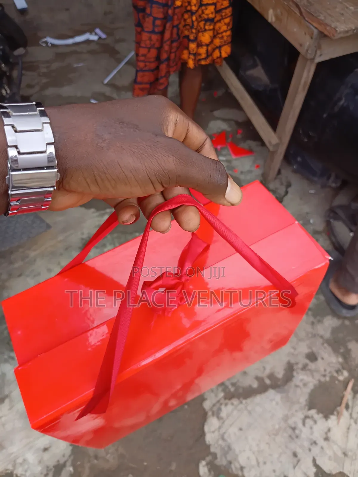 Collapsible Gift Box With Red Ribbons