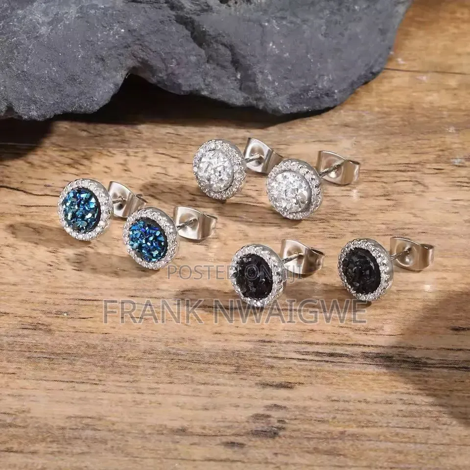 Shatterred Zircon Stud Silver Earrings