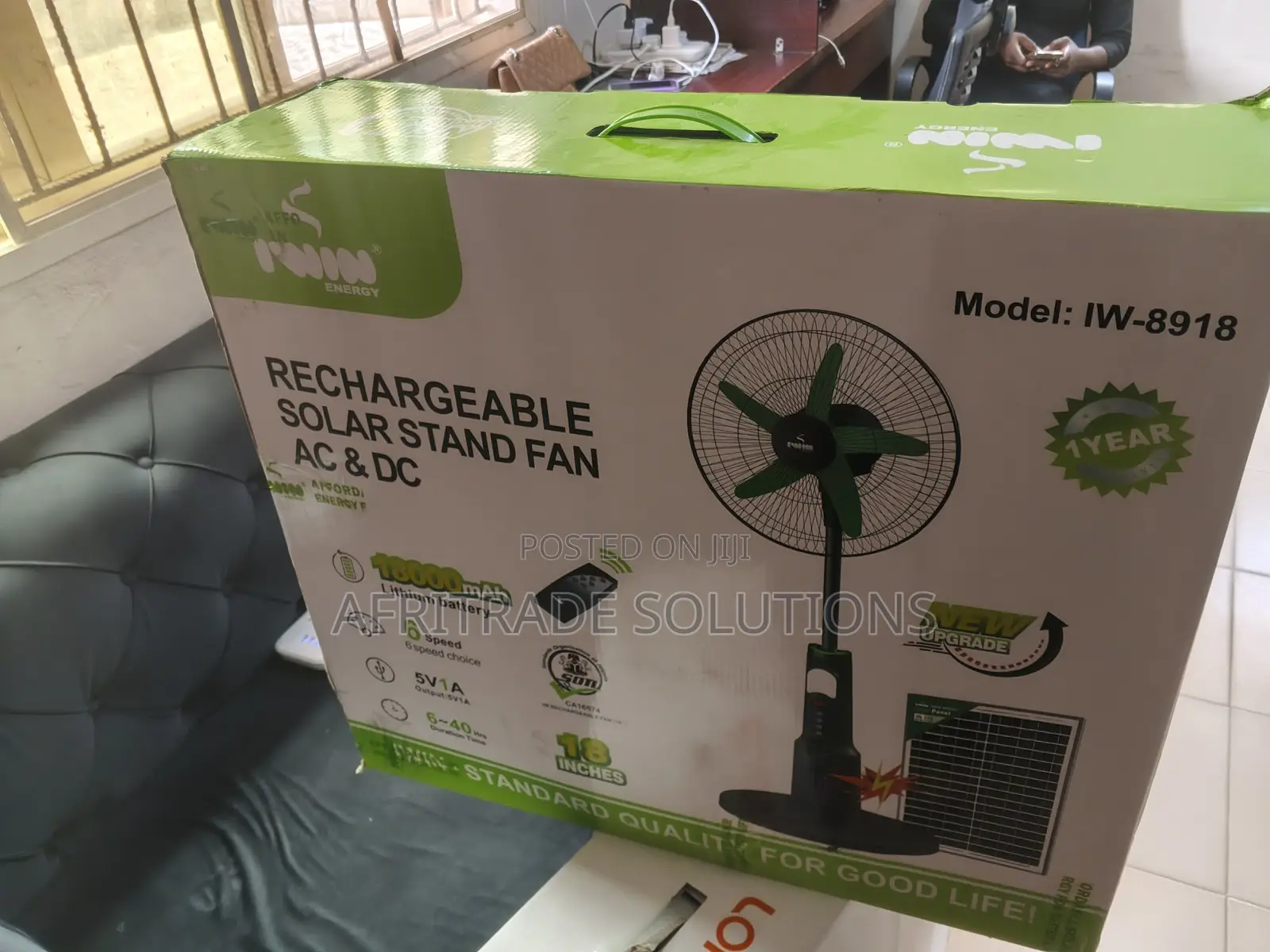 Iwin 18” Rechargeable Fan – Multi-Speed Control