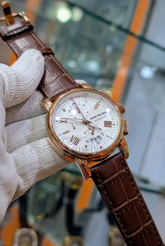 Mont Blanc Quality Luxury Men Genuine Leather Wristwatch