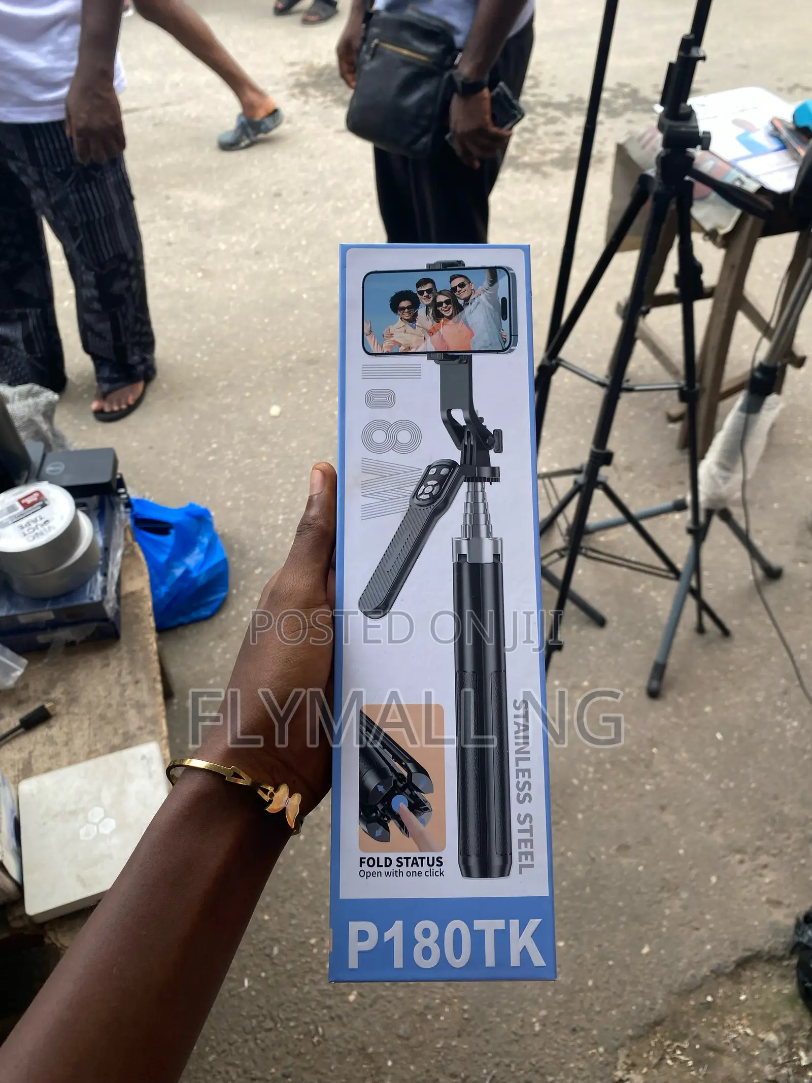 P180tk Stainless Steel Selfie Stick With a Built-in Tripod Stand.