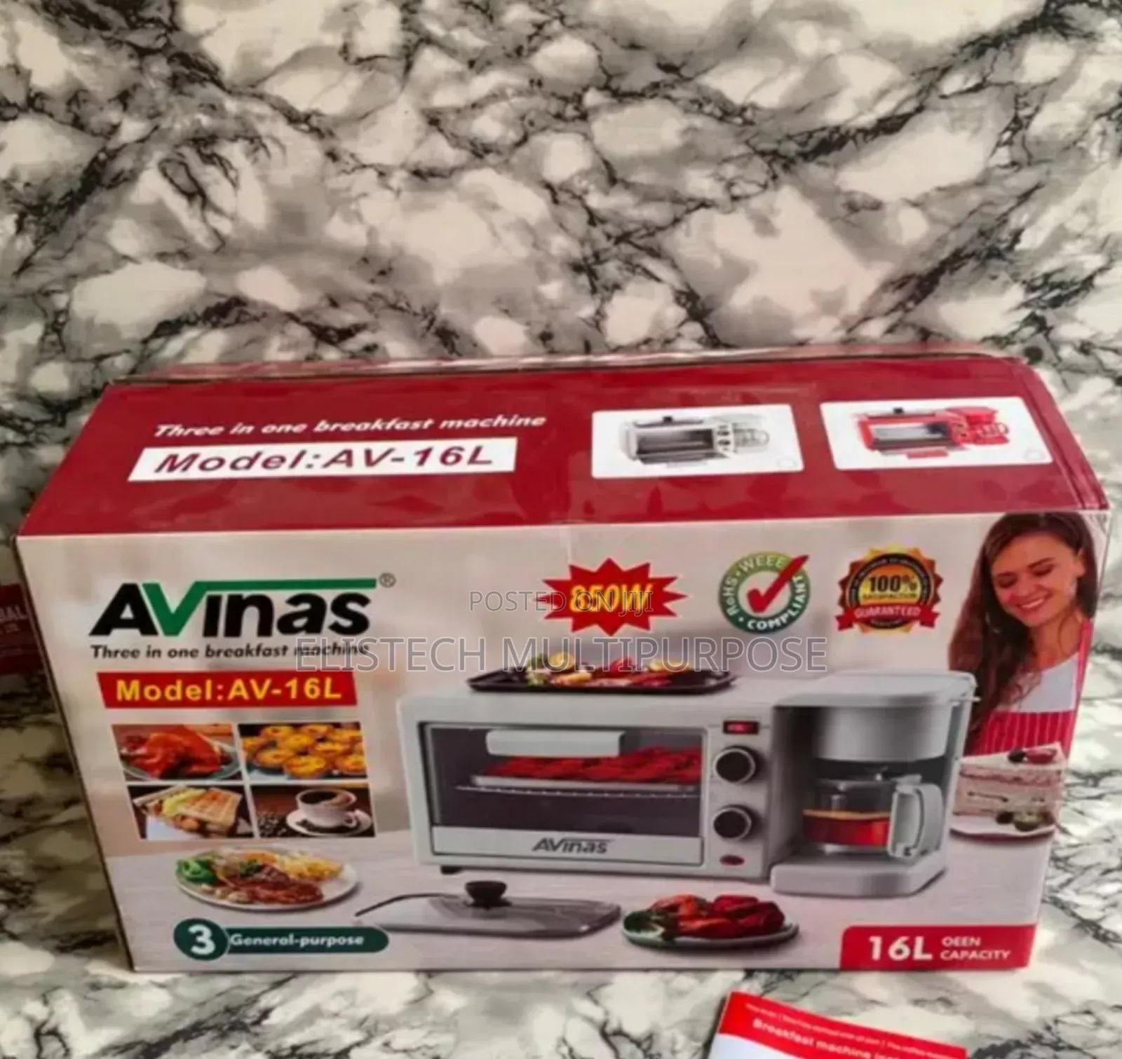 Avinas 16l 3-in-1 Breakfast Machine: Oven, Coffee Maker Frying Pan