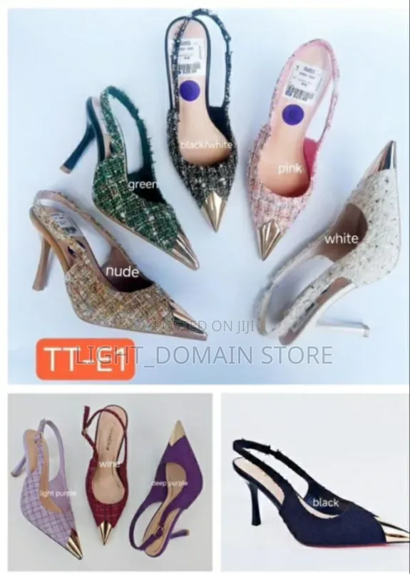 Quality Women's Tweed Slingback Pointed Toe Heels