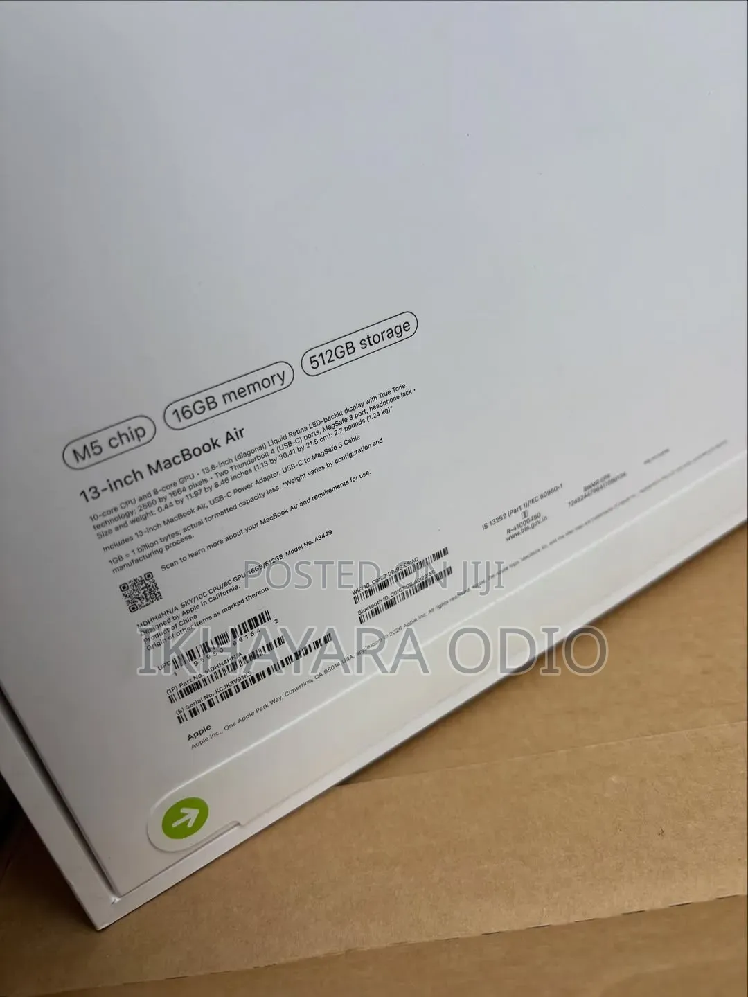 New Laptop Apple MacBook Air 2026 M5 16GB Apple M5 SSD 512GB