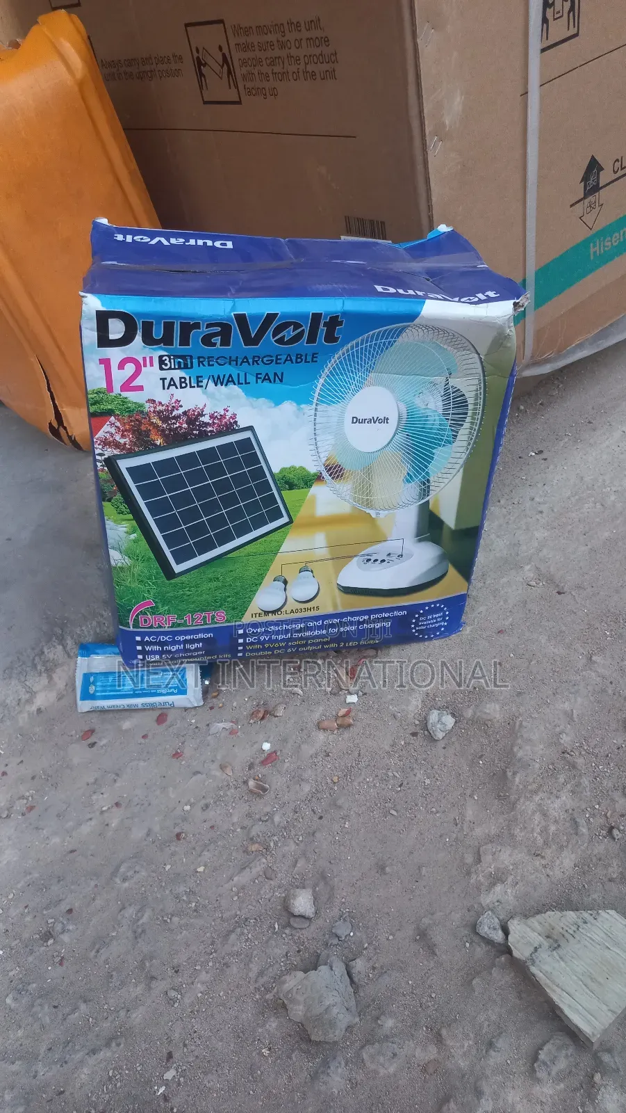 Duravolt Rechargeable Fan 12 Inches Table Fan With Panel and Bulbs