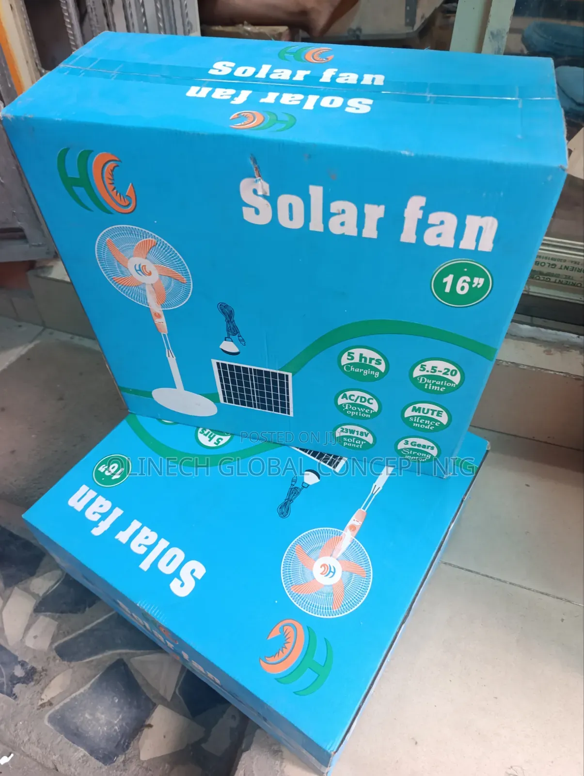 Hc 16 Inches Solar Rechargeable Standing Fan
