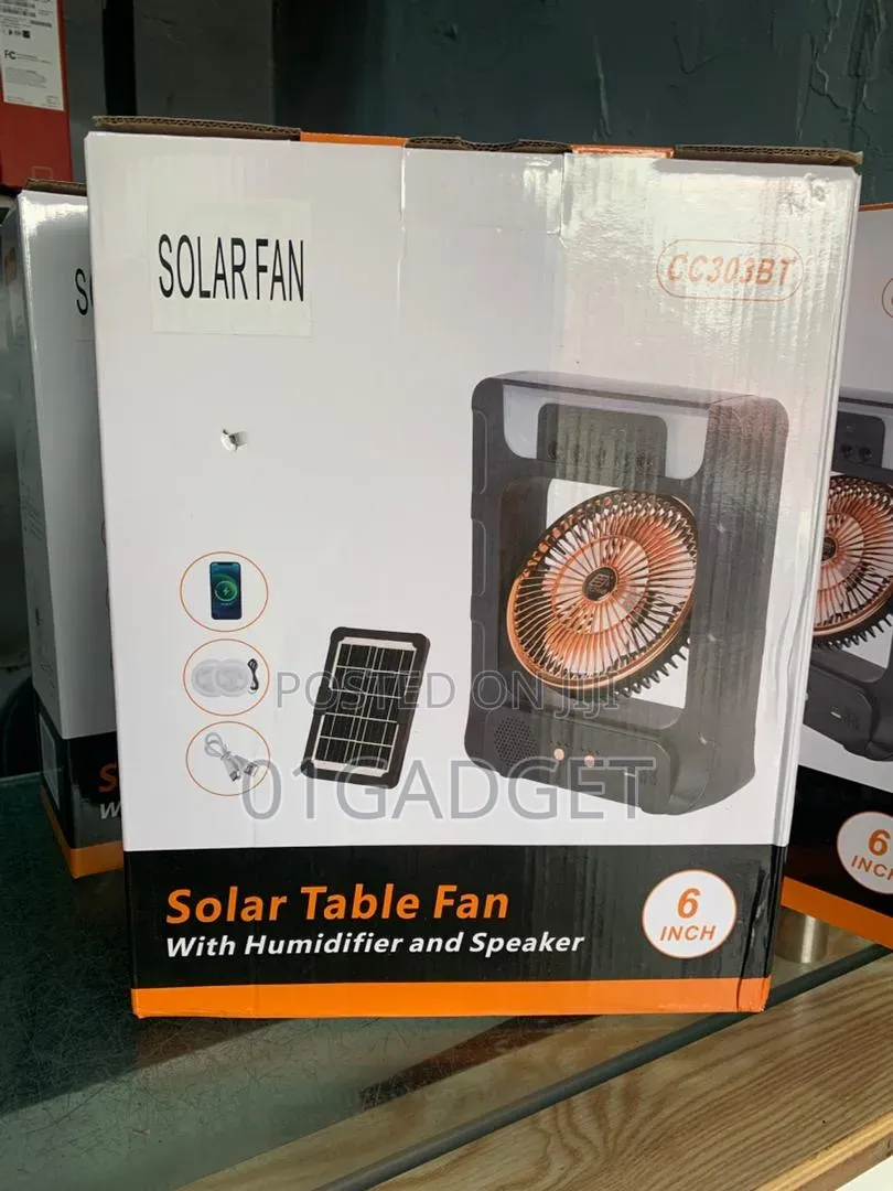Fuzhao Cc303bt Solar Rechargeable 6 Inch Table Fan Bluetooth