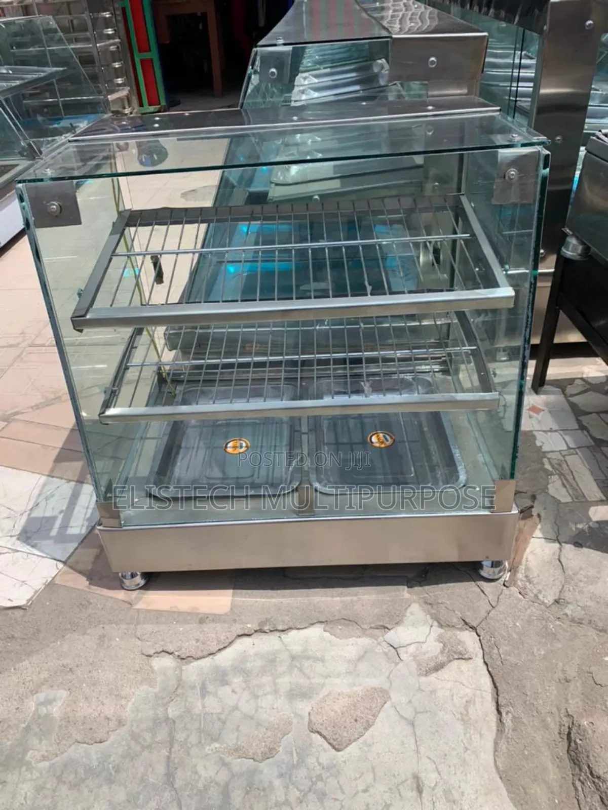 Stainless Steel Snacks Warmer - 2-Tier Glass Food Display Case