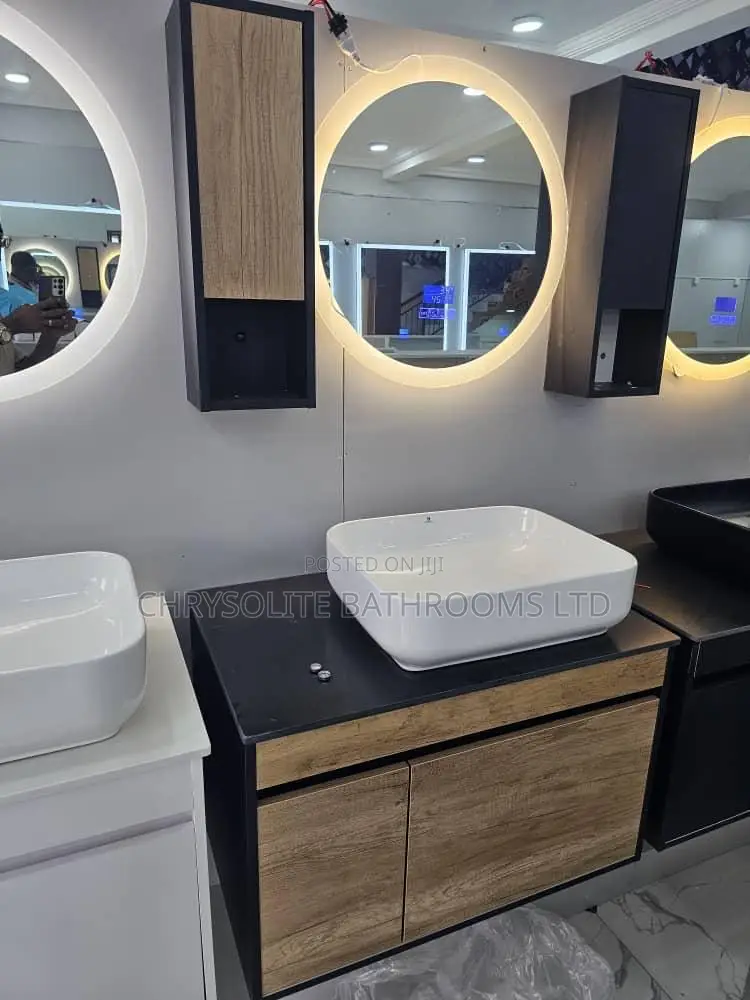 Brown X Black Floating Vanity Cabinet