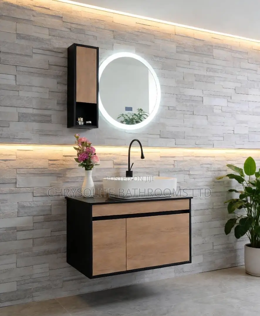 Brown X Black Floating Vanity Cabinet