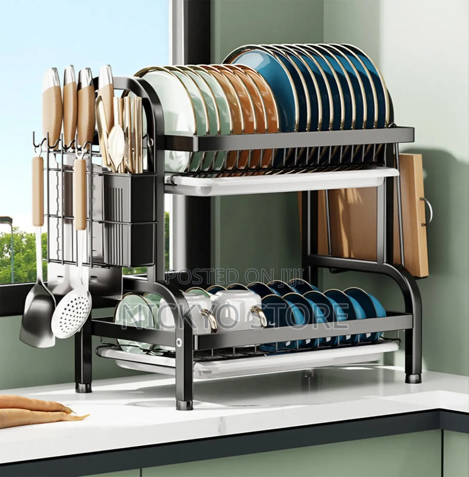 2 Tier Stainless Steel Kitchen Organizer Dish Drain Rack