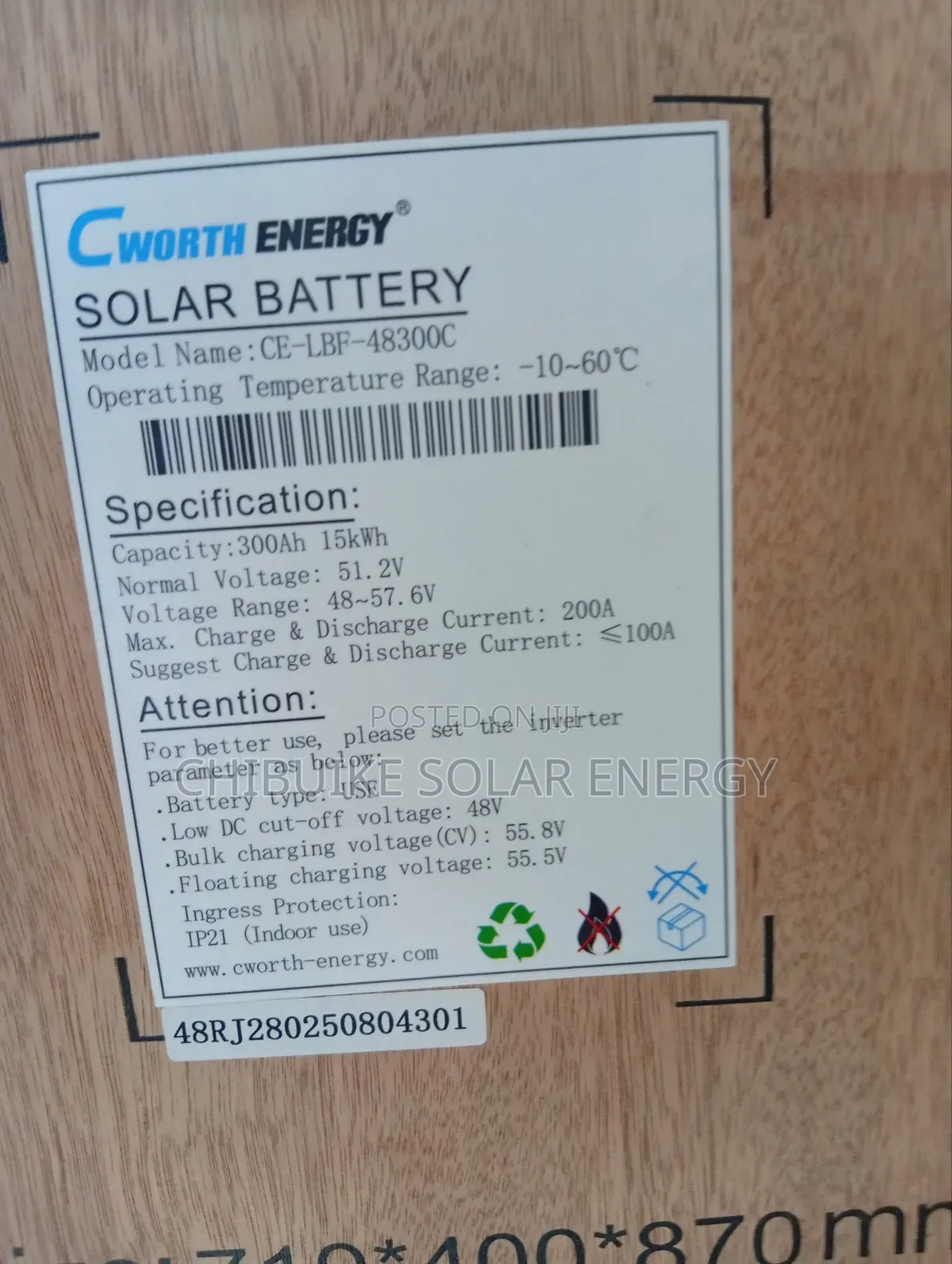 C Worth Energy Solar Batteries Lithium Ion 15kwh/48v