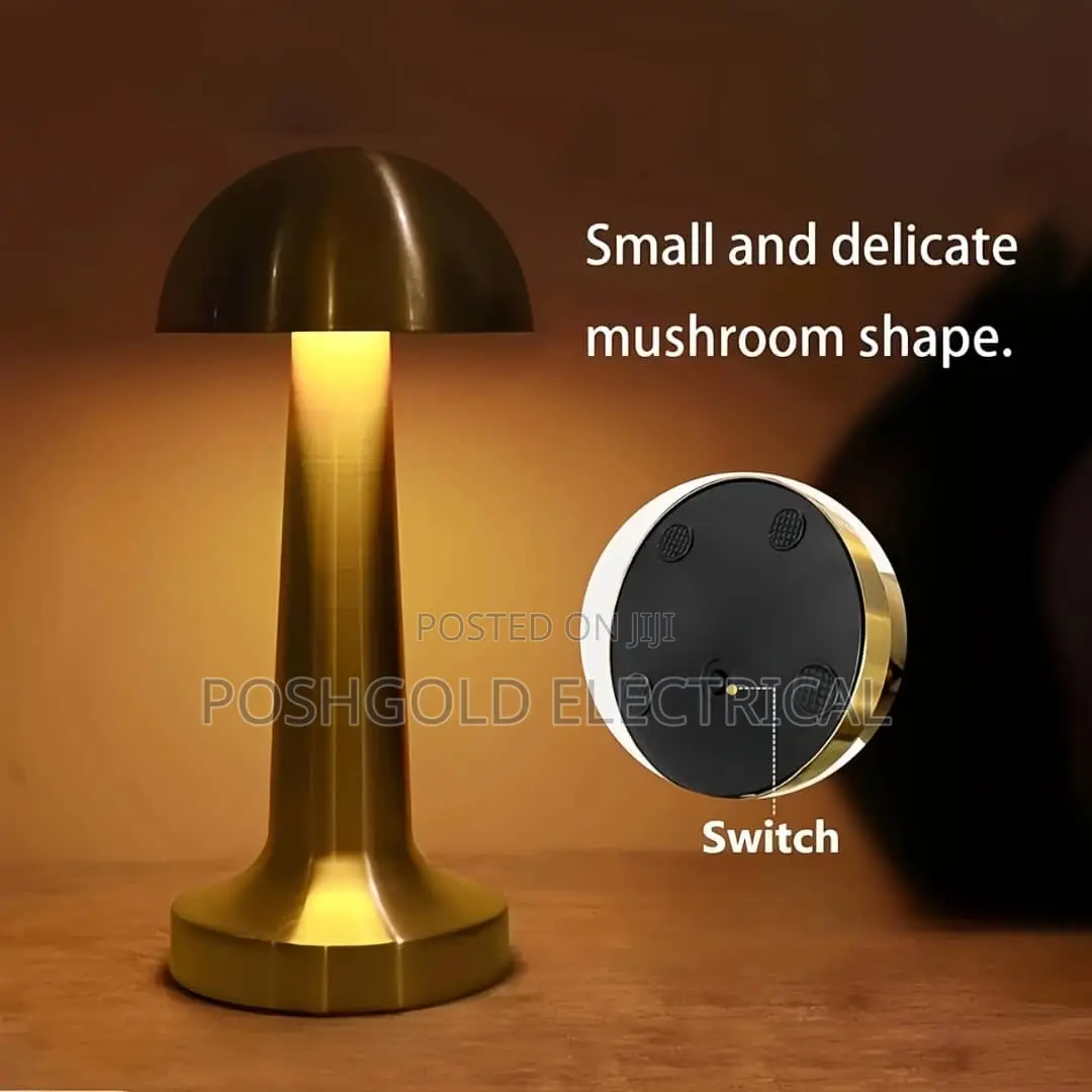 Mushroom Table Lamp-Antique Brass Gold