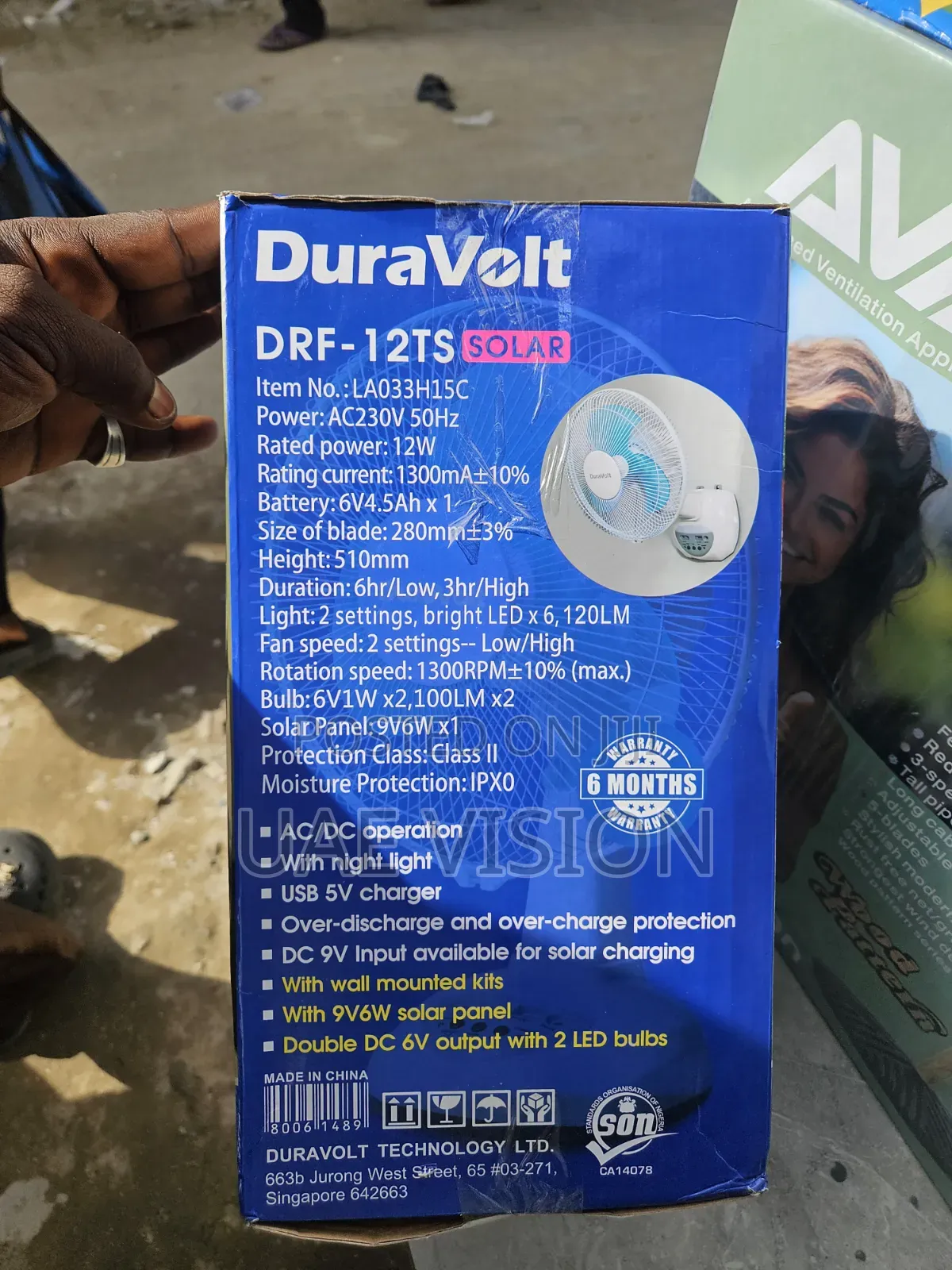 Duravoit Solar Rechargeable Fan 3in1