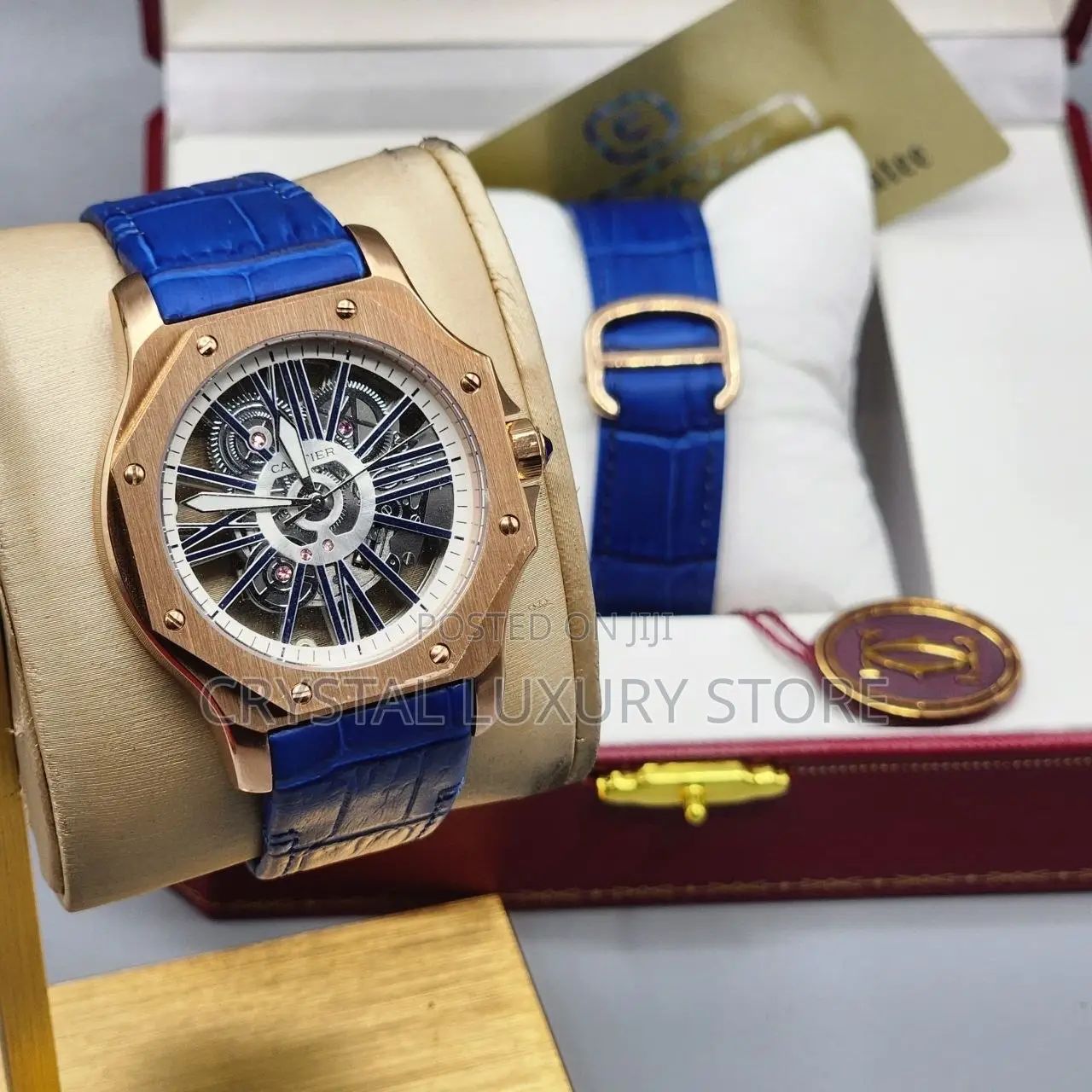 Cartier Santos Quality Luxury Chronograph Genuine Leather Wristwatch