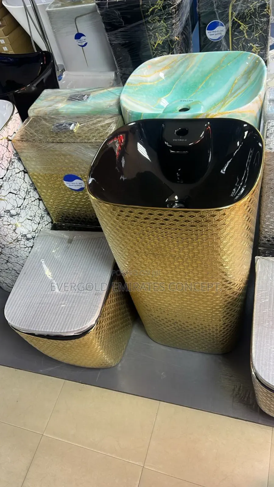 England Gold and Black Water Closet With Standing Basin Available