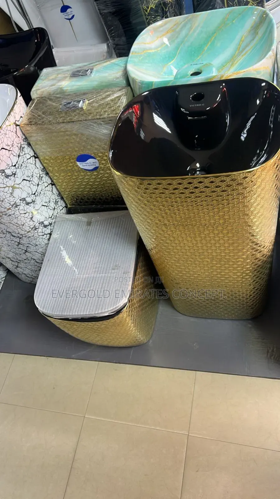 England Gold and Black Water Closet With Standing Basin Available