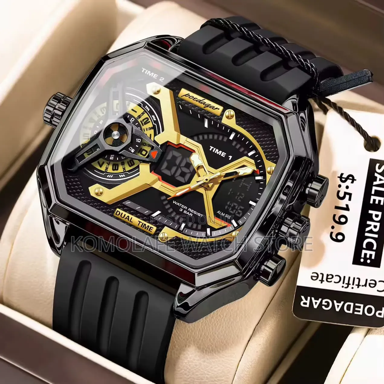 Poedagar Rubber Double Timepiece