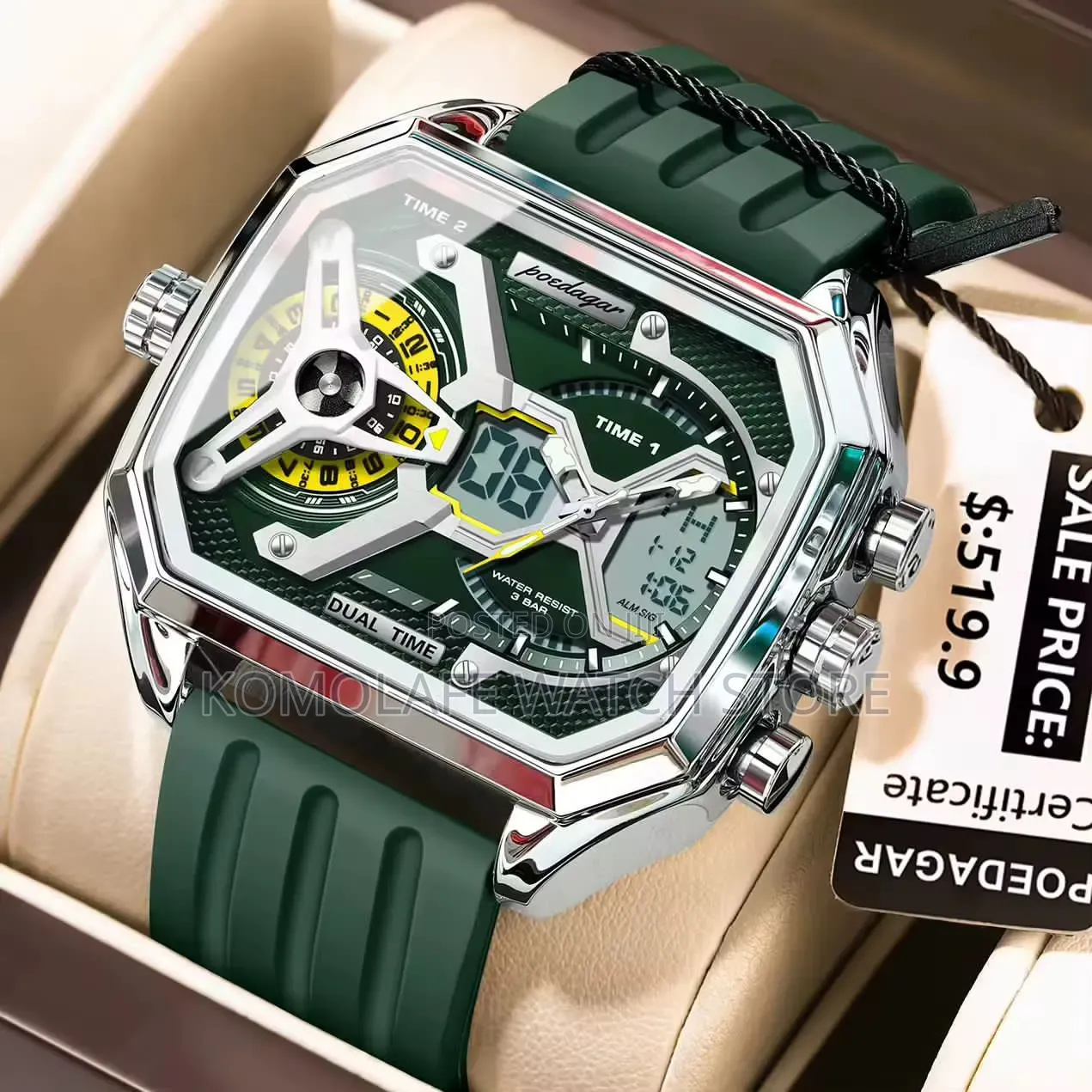 Poedagar Rubber Double Timepiece