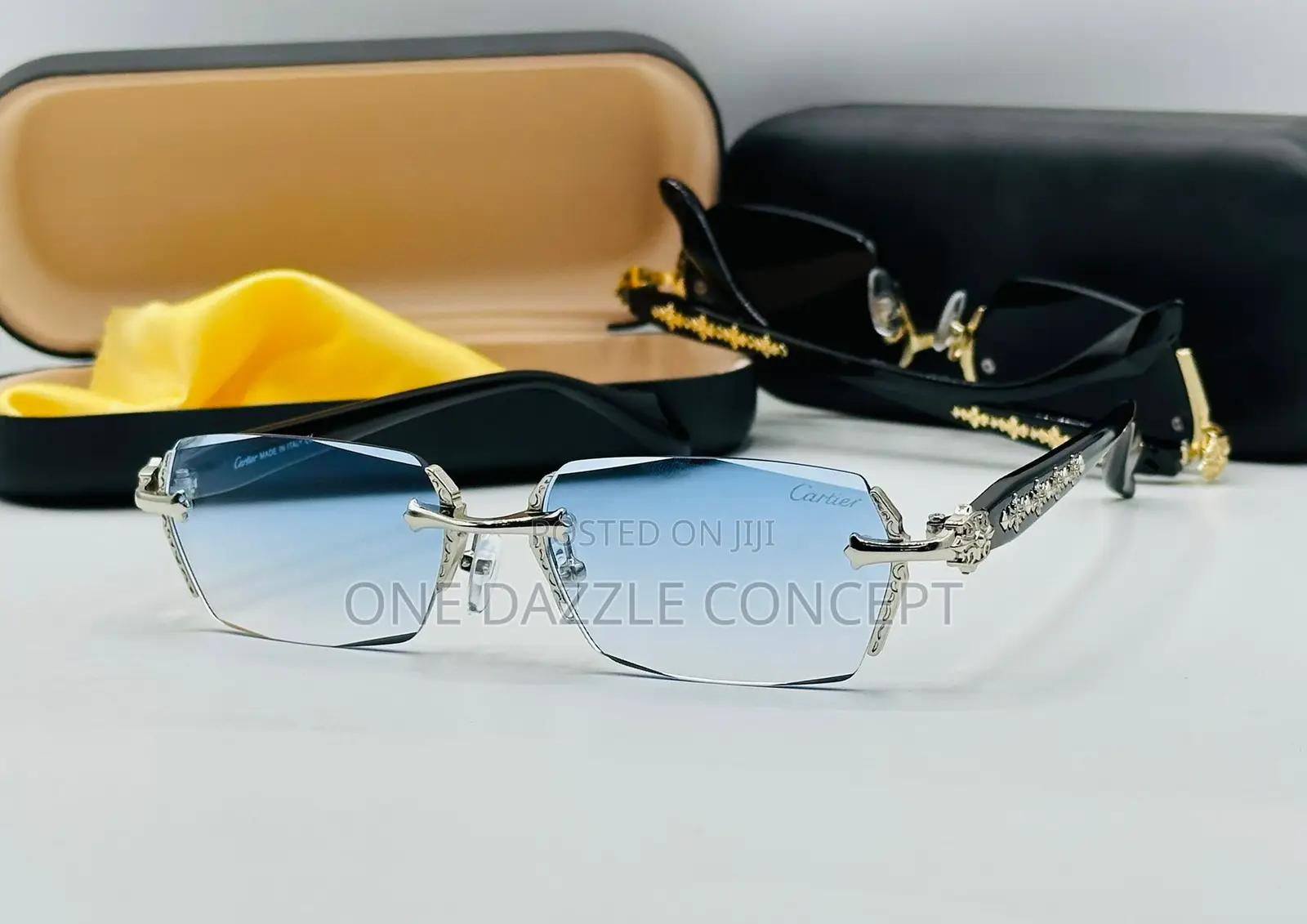 Cartier Style Luxury Rimless Sunglasses
