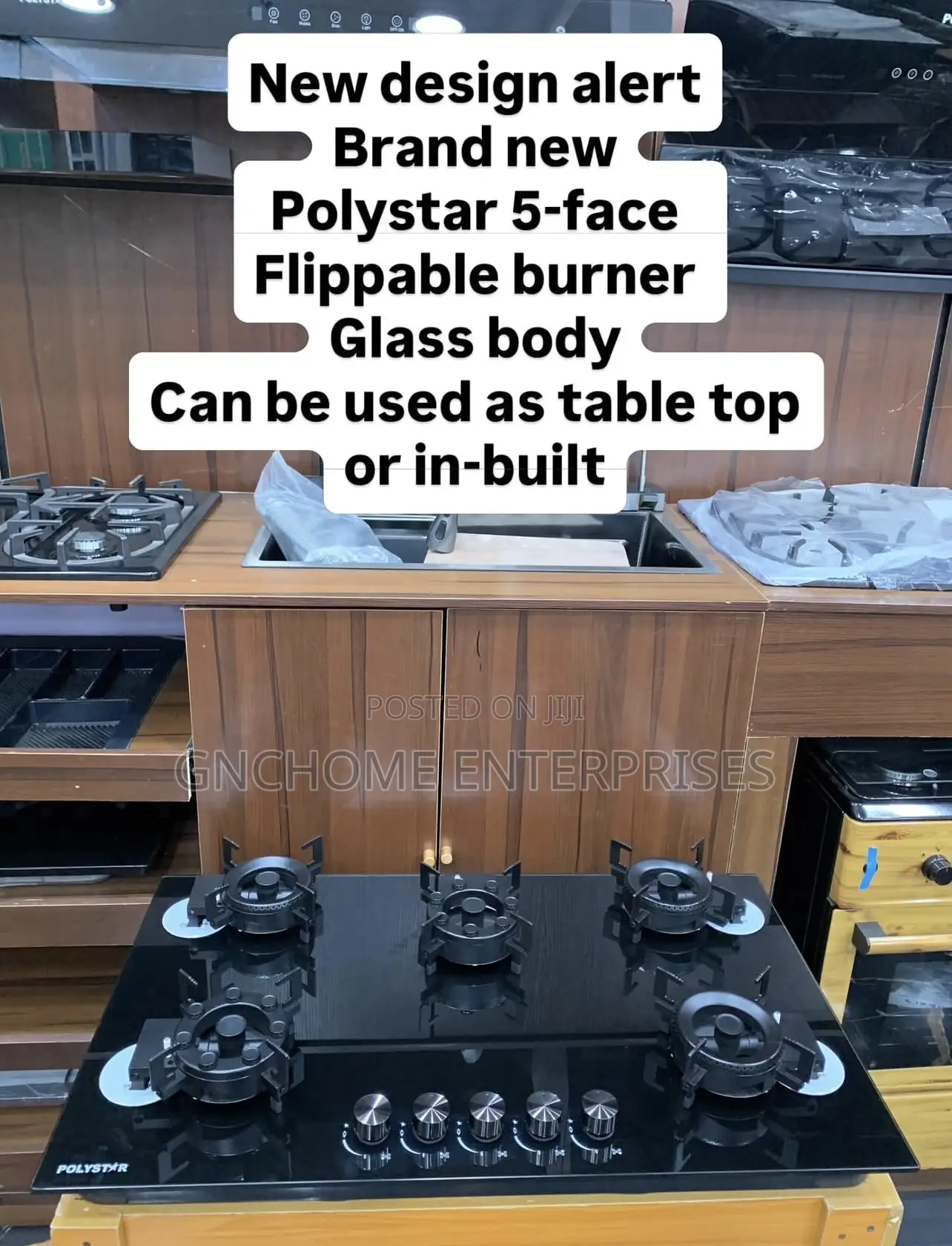 Five Burner Flip Up Gas Cooker Inbuilt 90cm