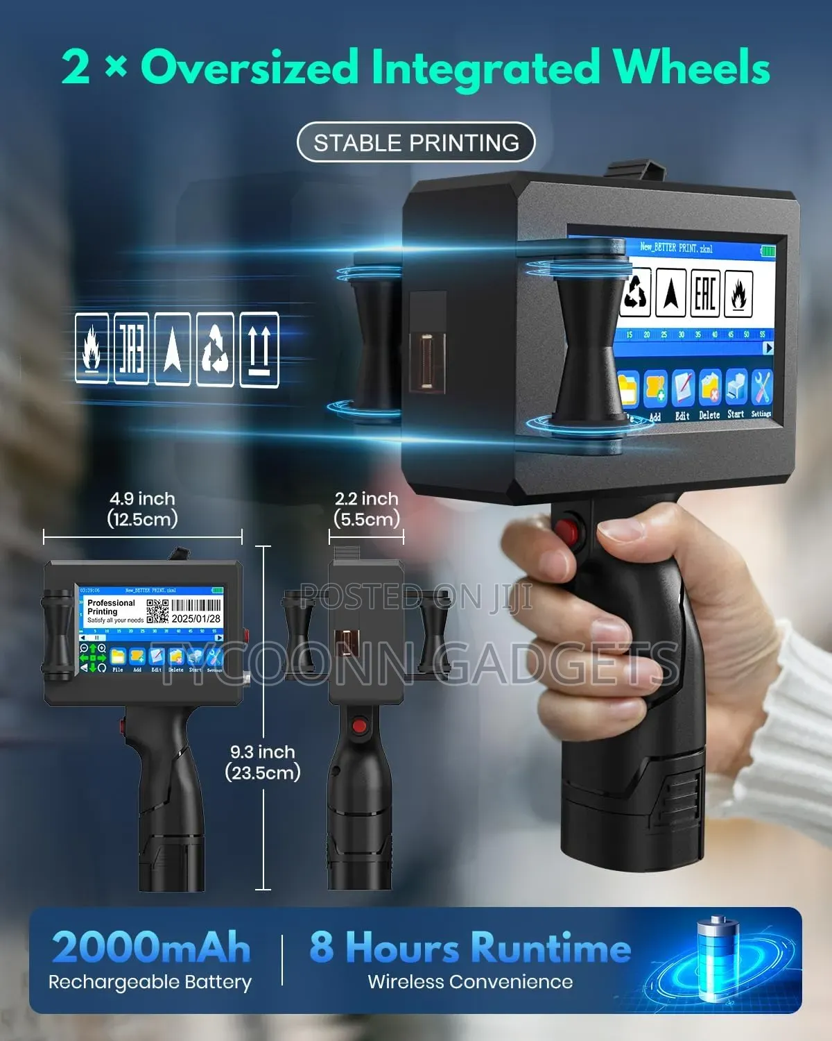 Handheld Inkjet Printer With 42ml HP Quick-Drying Ink Cartridge