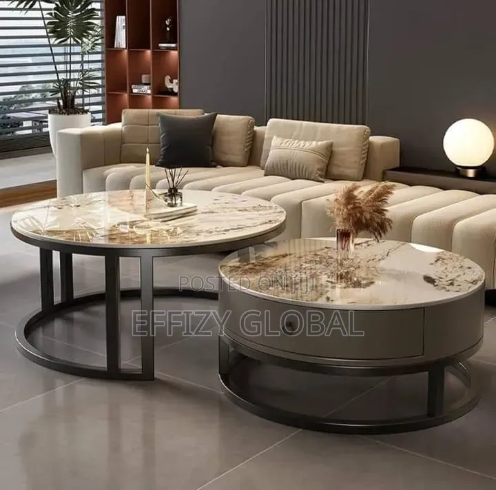 Marble Twin Luxury Round Center Table With Drawers