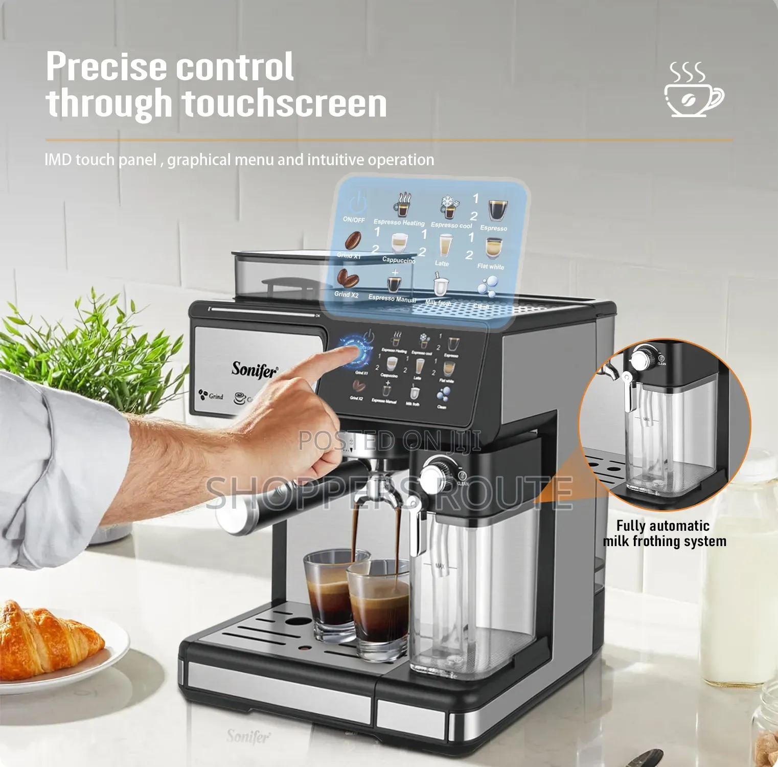 Sonifer 3-in-1 Expresso Coffee Machine With Integrated Coffee Grinder