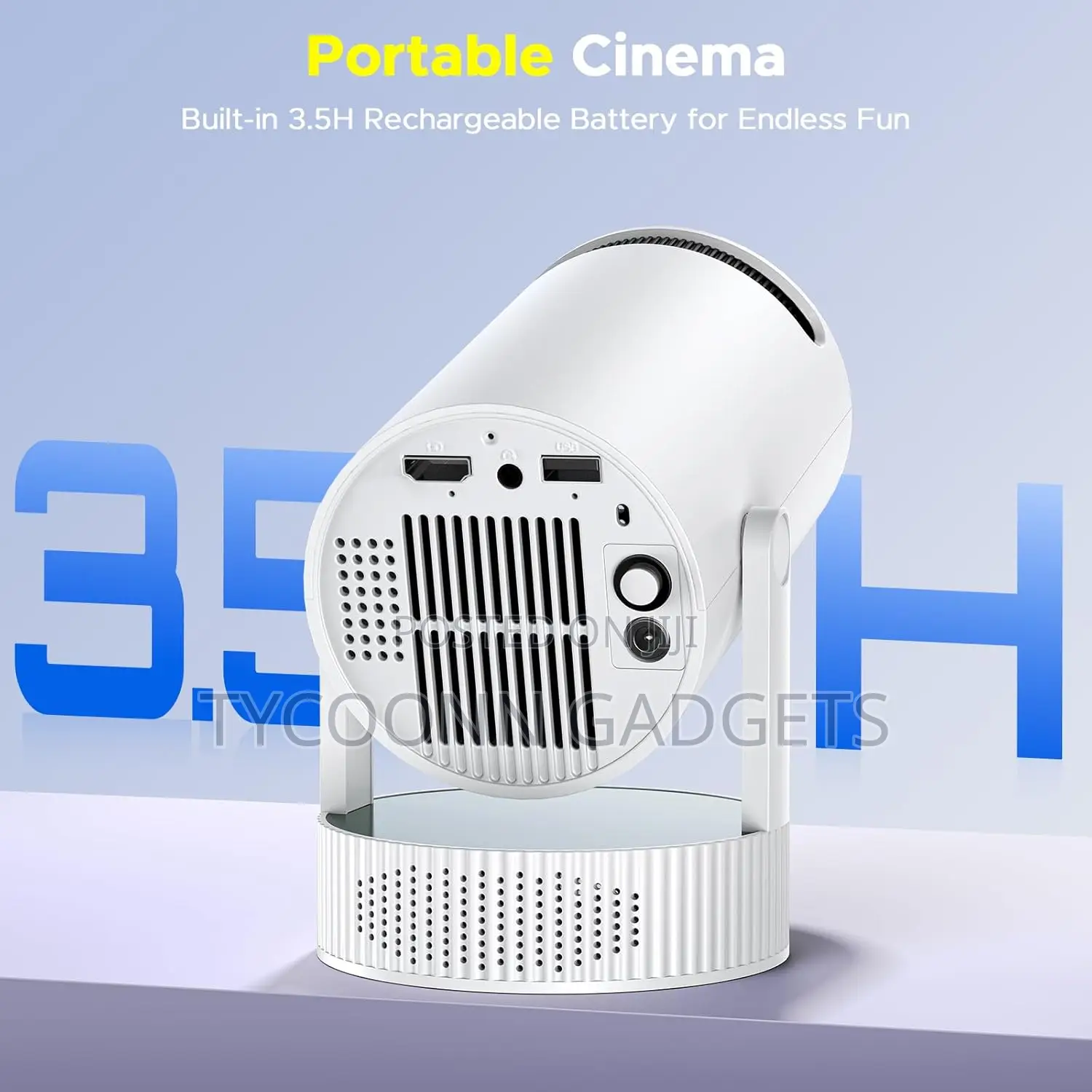 Mini Projector Wifi and Bluetooth, Built-in Rechargeable Battery,