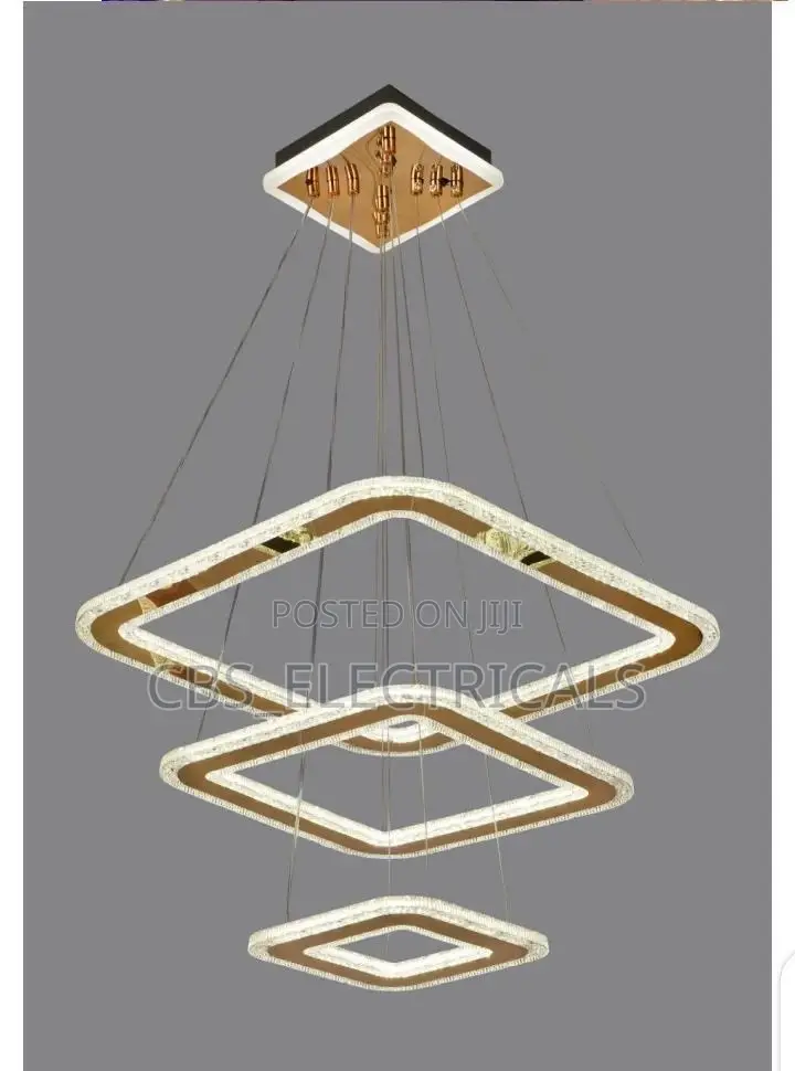 Led Diamond Rings and Long-Drop Sculptural Chandeliers