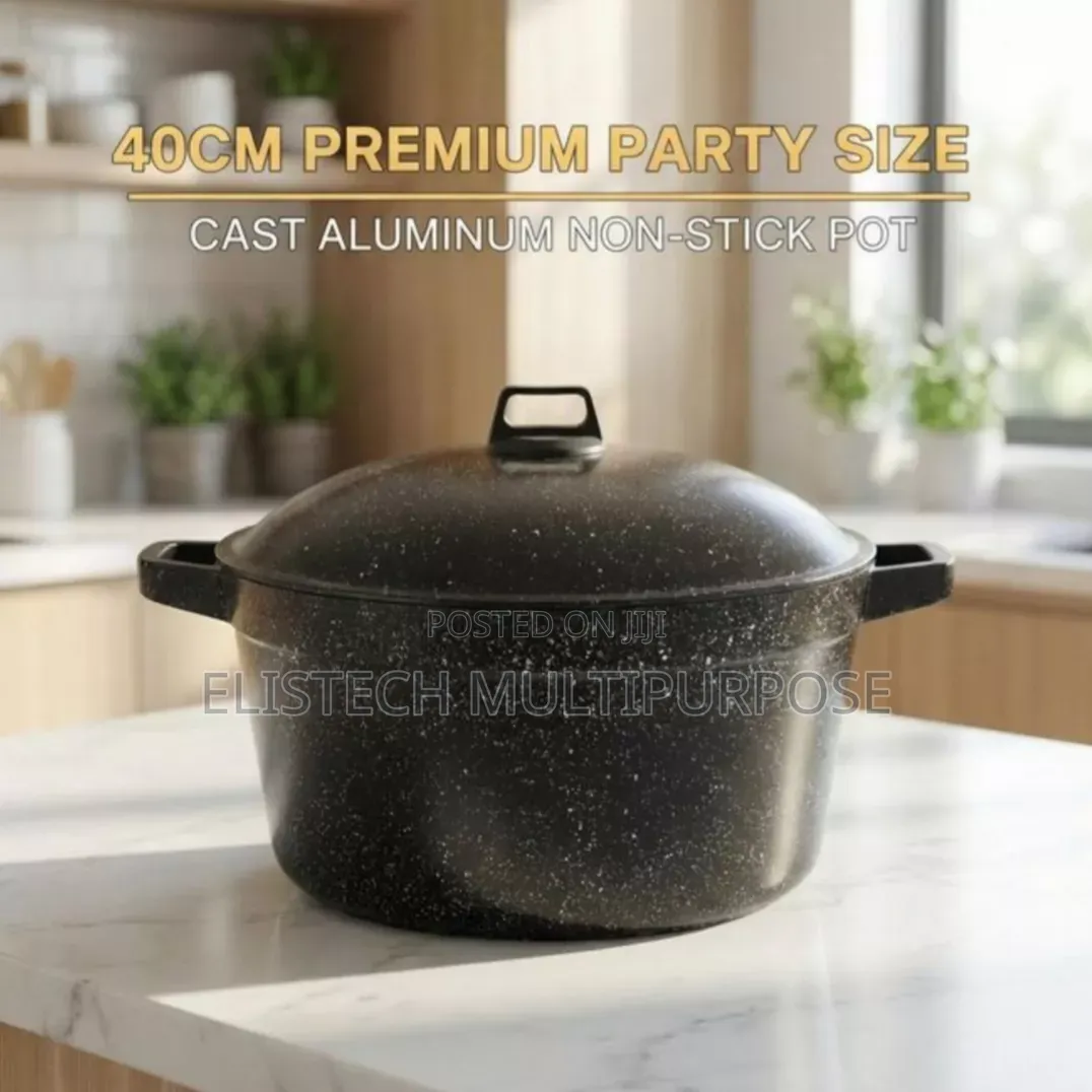 40cm Non-Stick Granite Casserole Pot - Durable Marble Coating