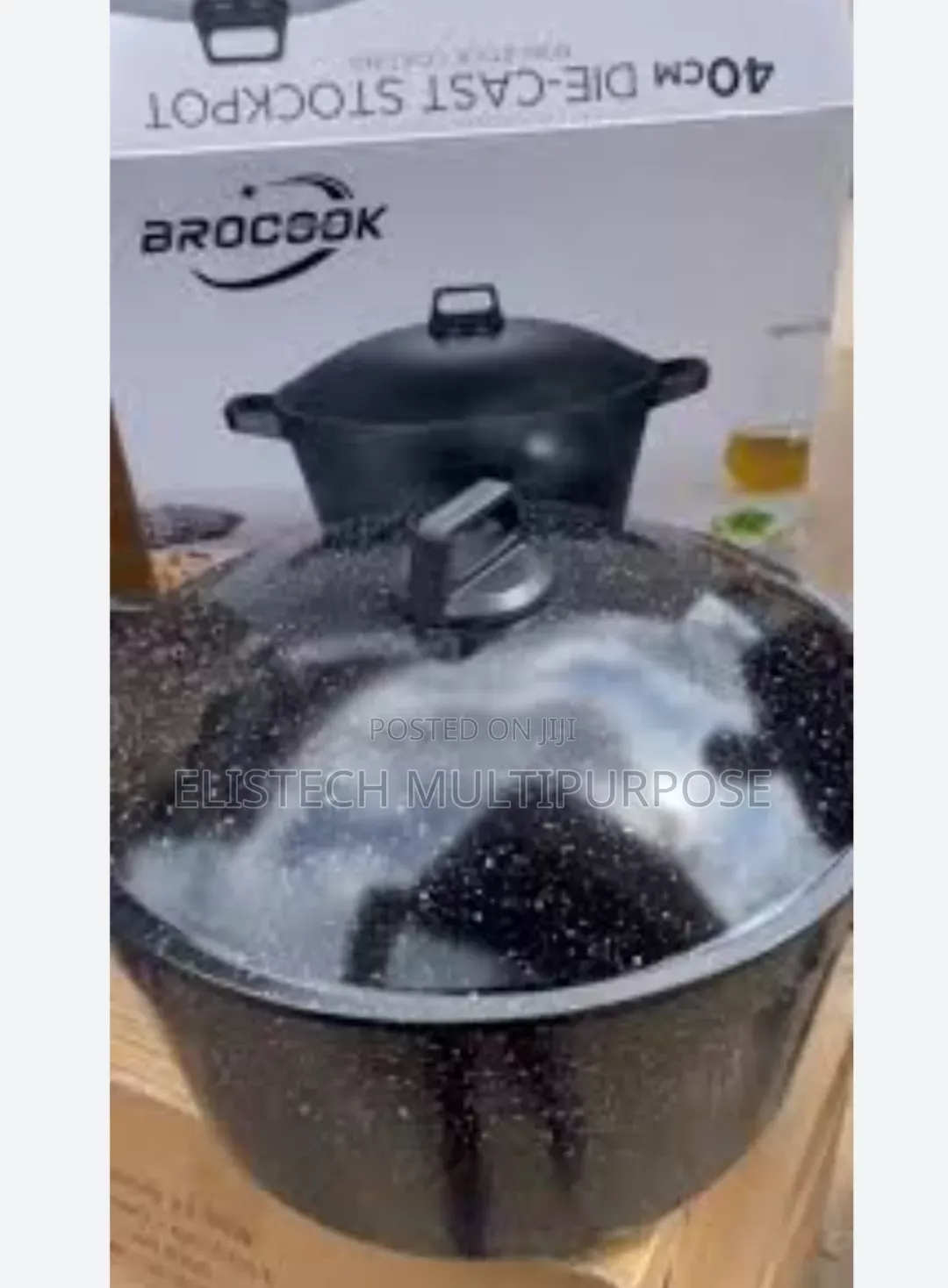 40cm Non-Stick Granite Casserole Pot - Durable Marble Coating