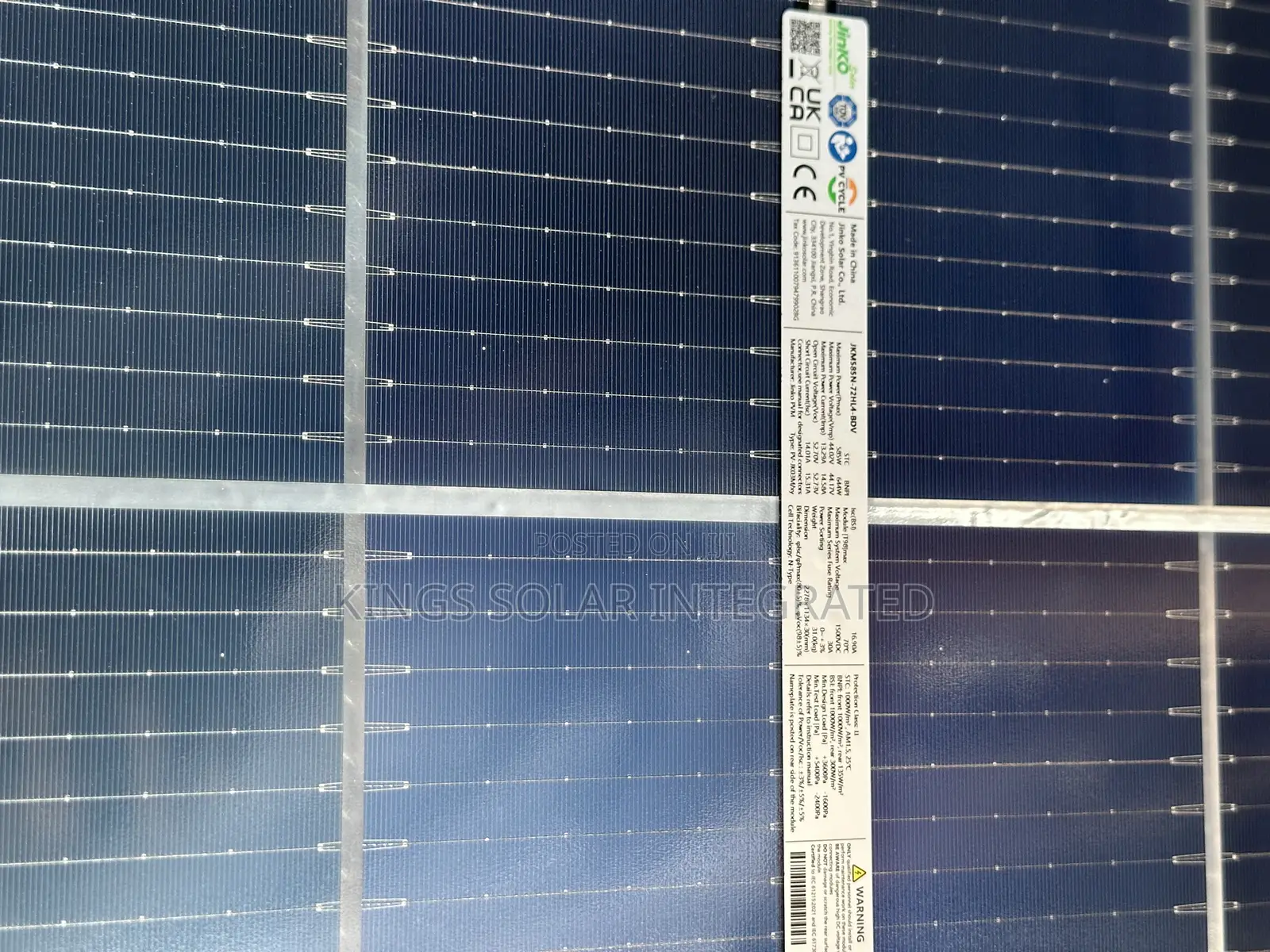 Brand New Original Jinko Bifacial Panel 585w