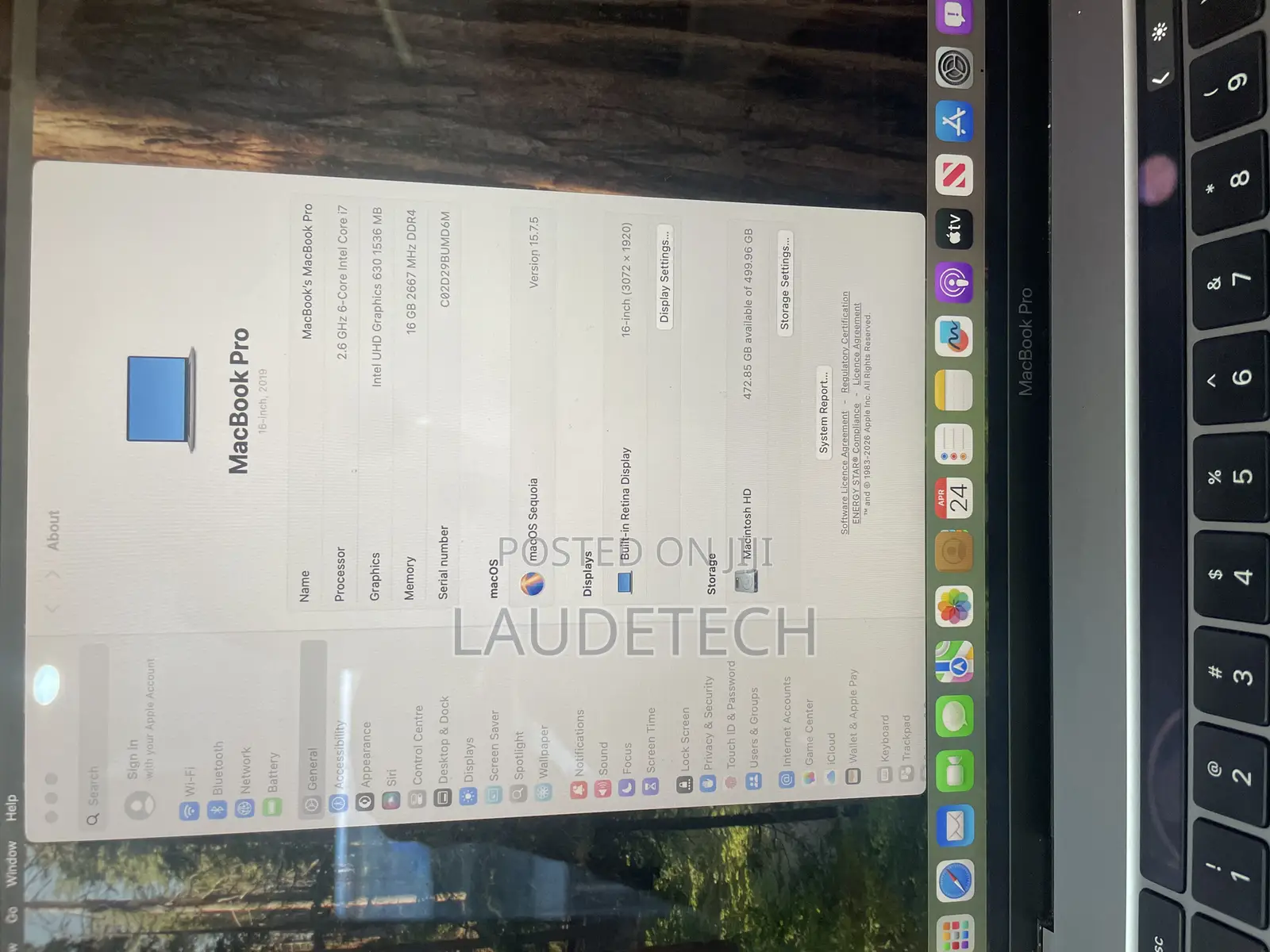 Laptop Apple MacBook Pro 2019 16GB Intel Core i7 SSD 512GB