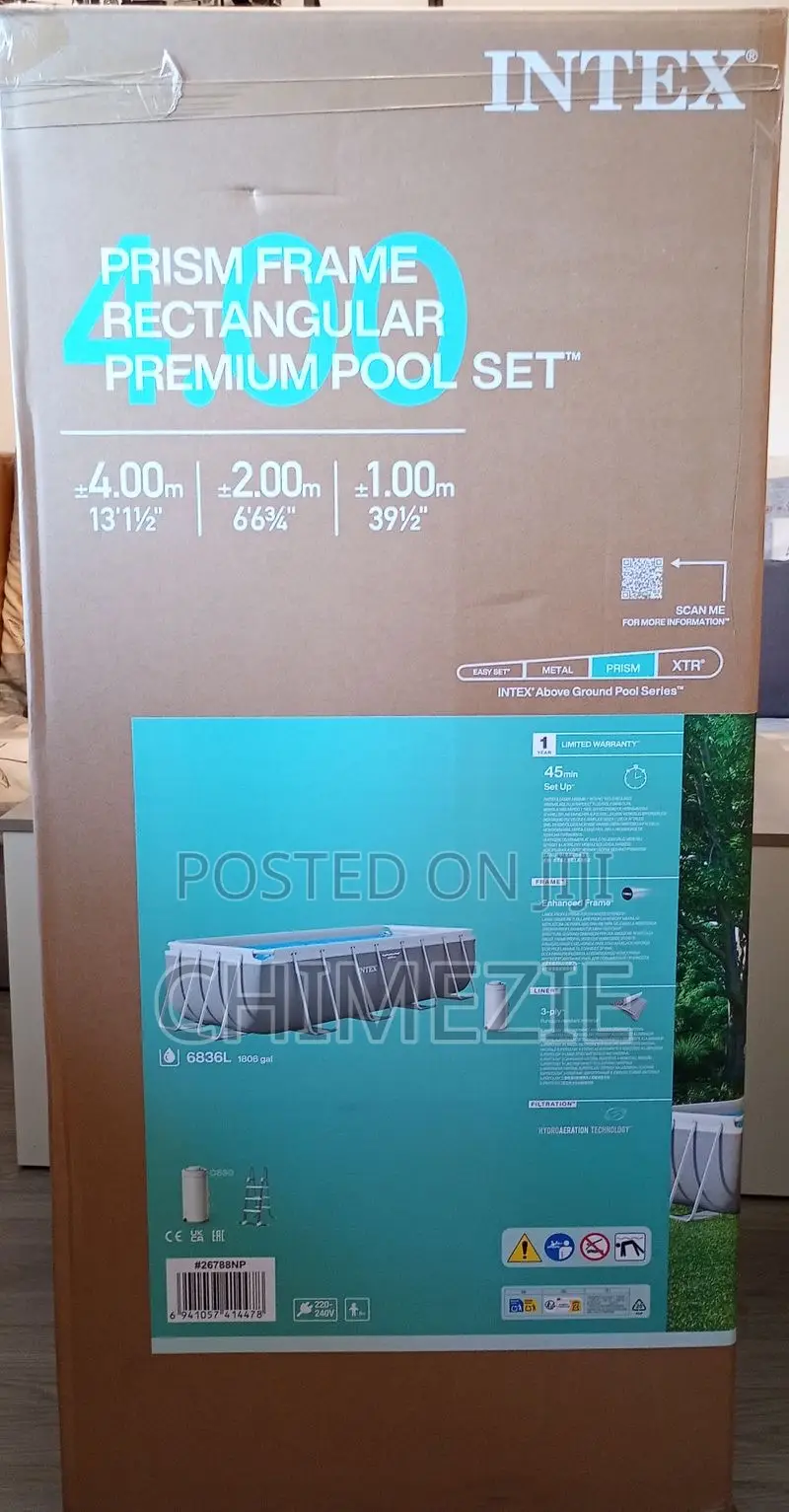 Intex 13ft by 6.6ft Prism Frame Premium Pool W Ladder Filter Machine