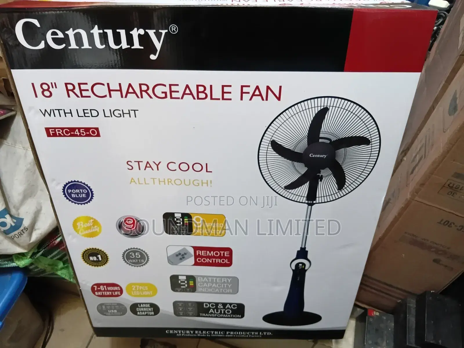 Century 18" Rechargeable Standing FRC-45-O With Led Remote Control