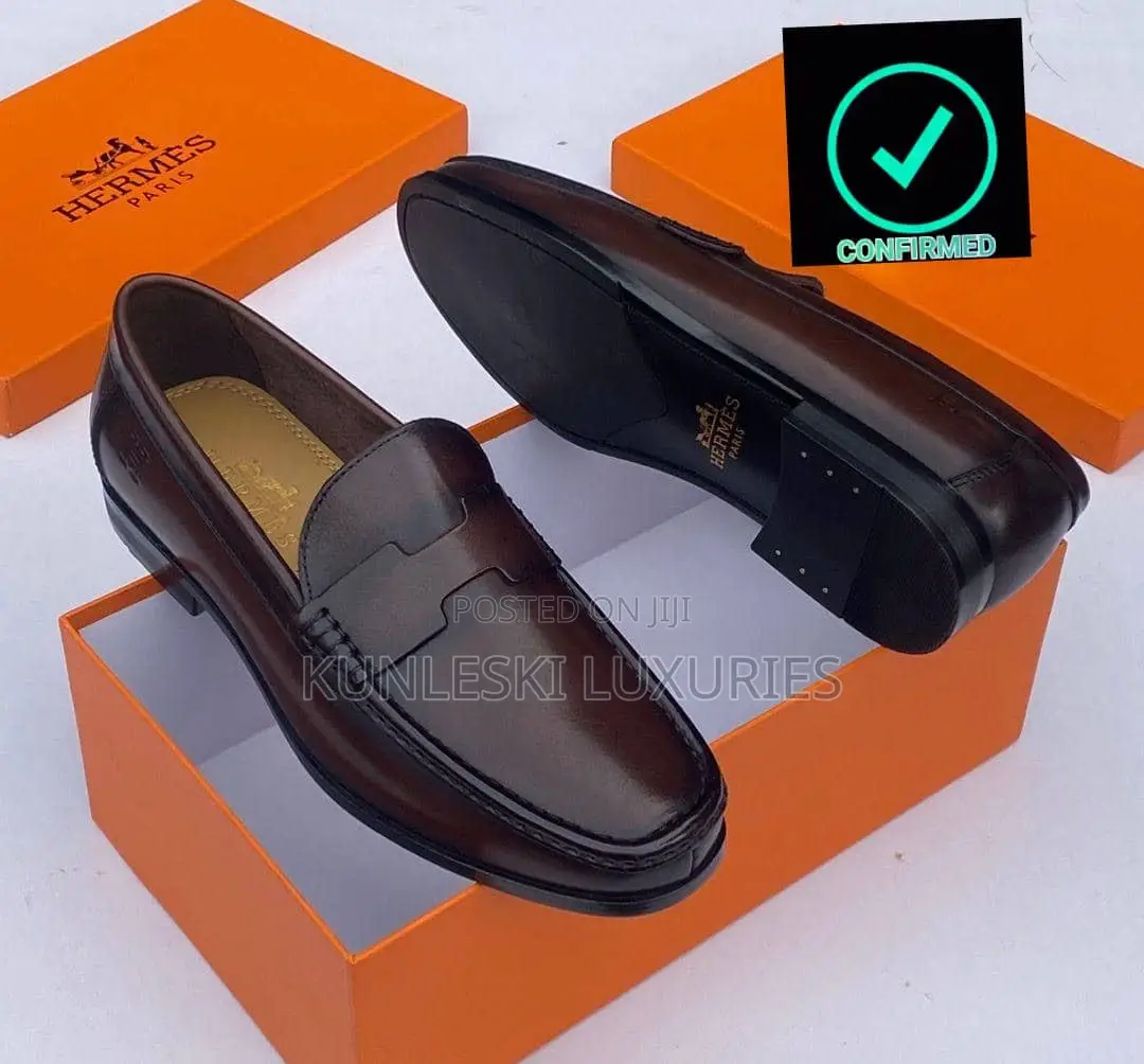 Original Hermes Black Loafers Shoes for Men