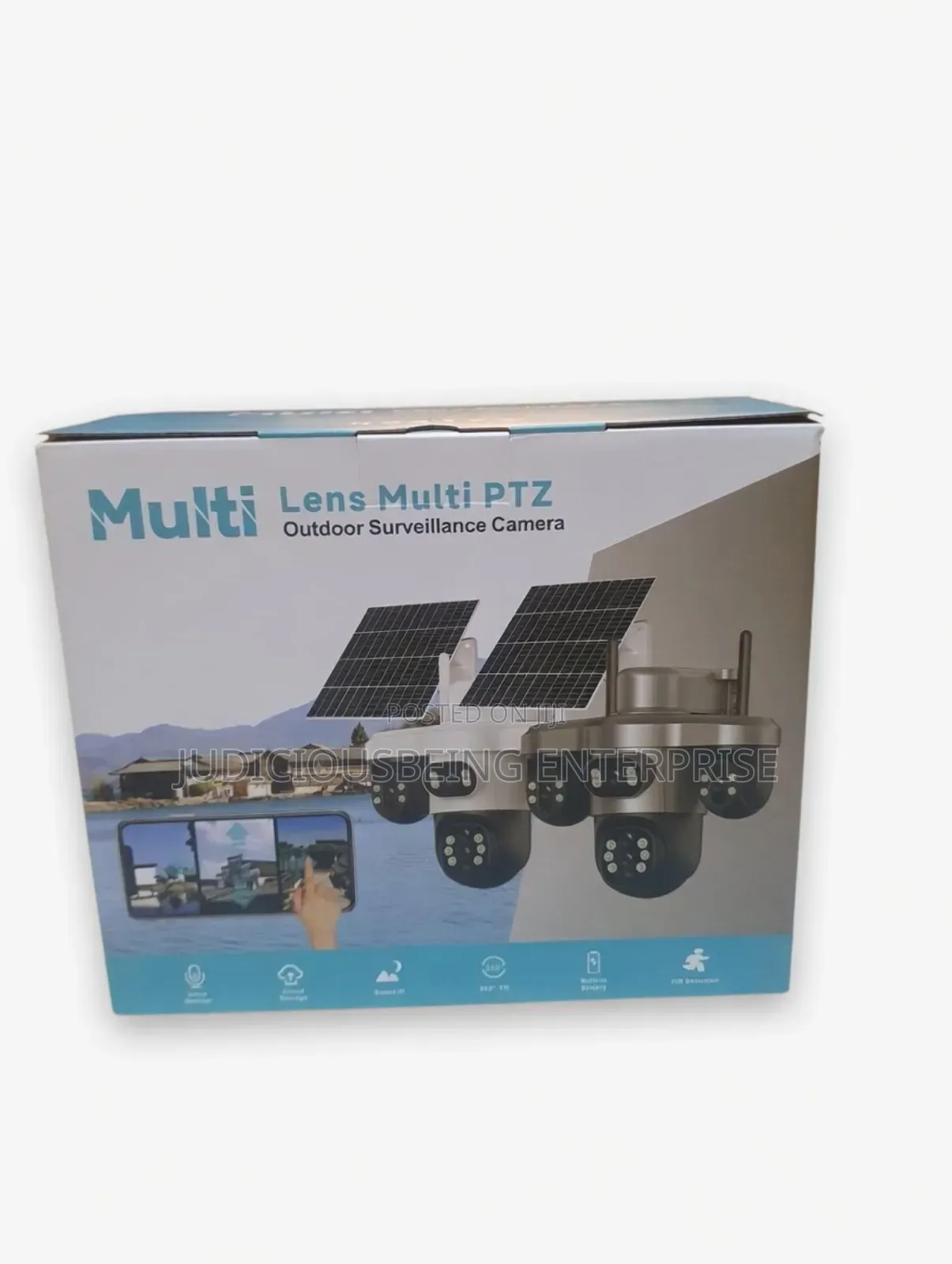 4 Lens Solar PTZ Camera 360° 4g Camera With Dual Solar Panels"