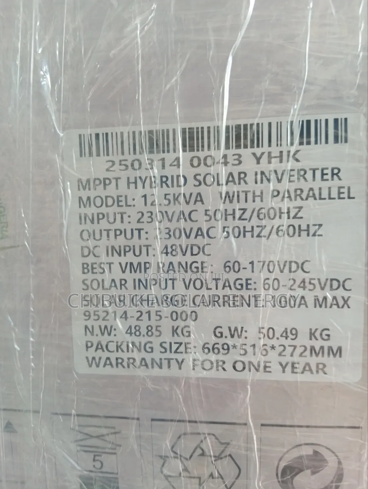 Yohako Solar Inverter Hybrid 12.5kva/48v