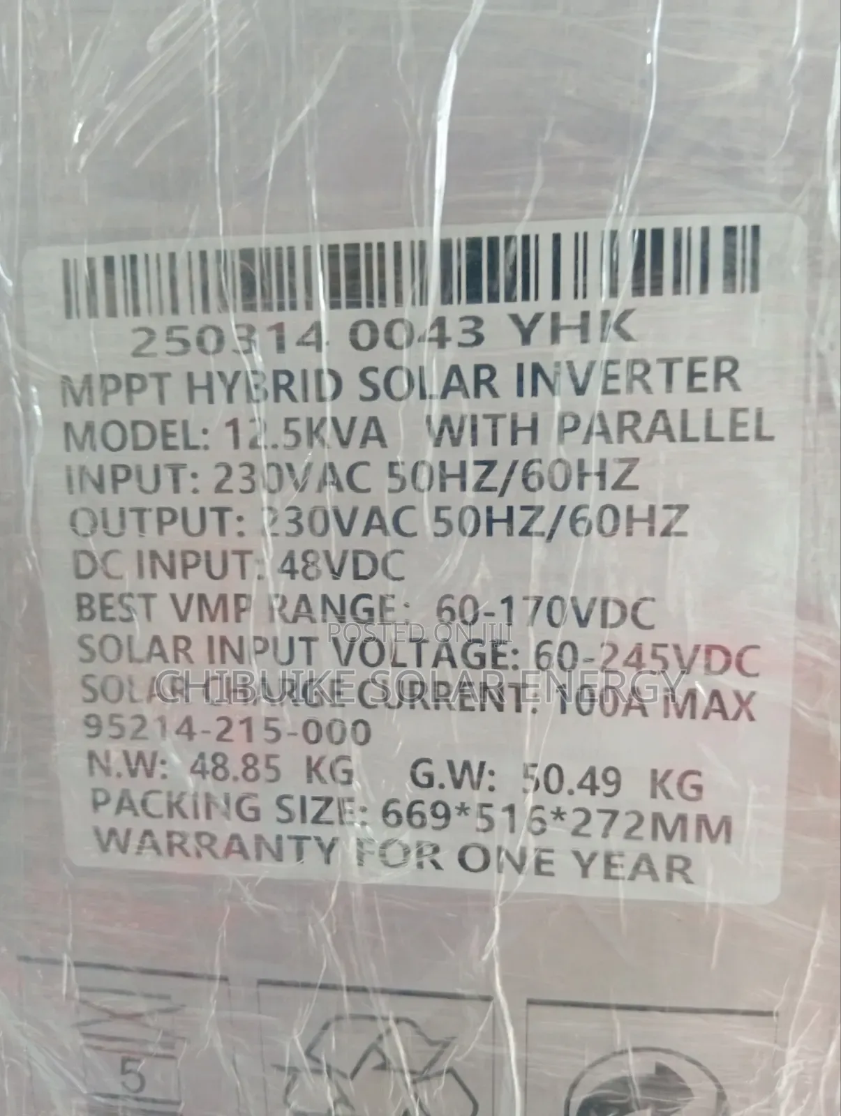 Yohako Solar Inverter Hybrid 12.5kva/48v