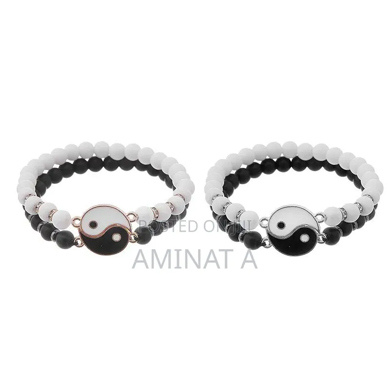 Bead Couple / Best Friend Bangle Bracelet - Gold or Silver