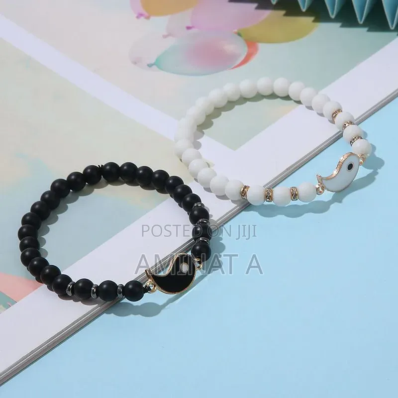 Bead Couple / Best Friend Bangle Bracelet - Gold or Silver