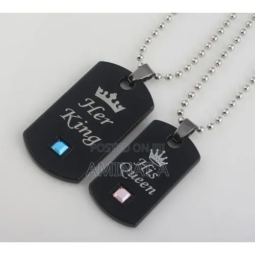 His Queen Her King Couple Best Friend Necklace Set