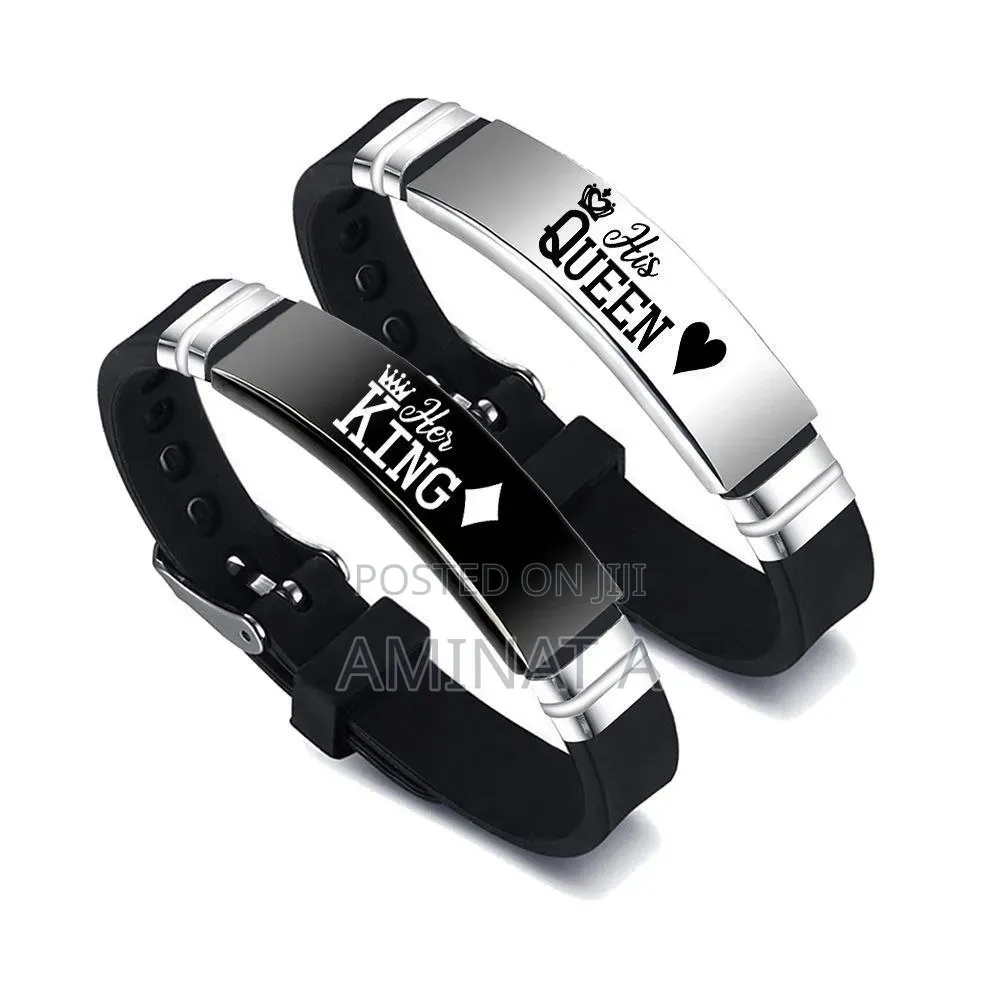 His Queen Her King Best Friend Couple Leather Bangle Bracelet