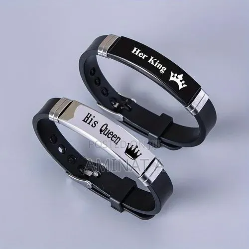 His Queen Her King Best Friend Couple Leather Bangle Bracelet