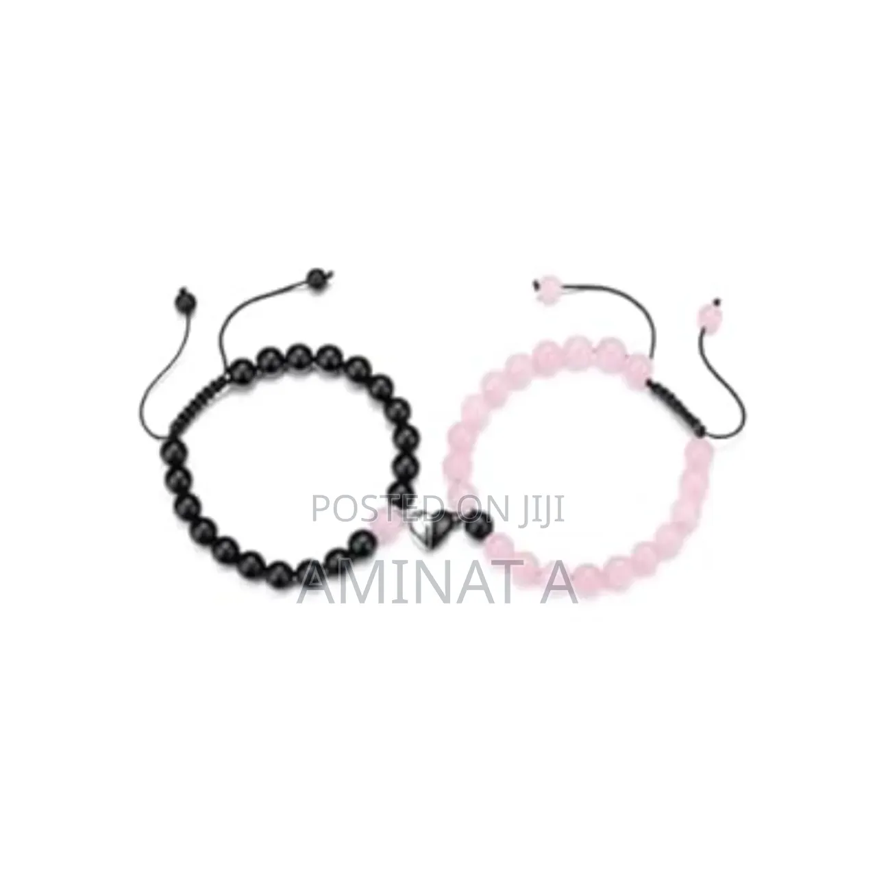 Crystal Couple Best Friend Magnetic Bracelet (Pink and Black)