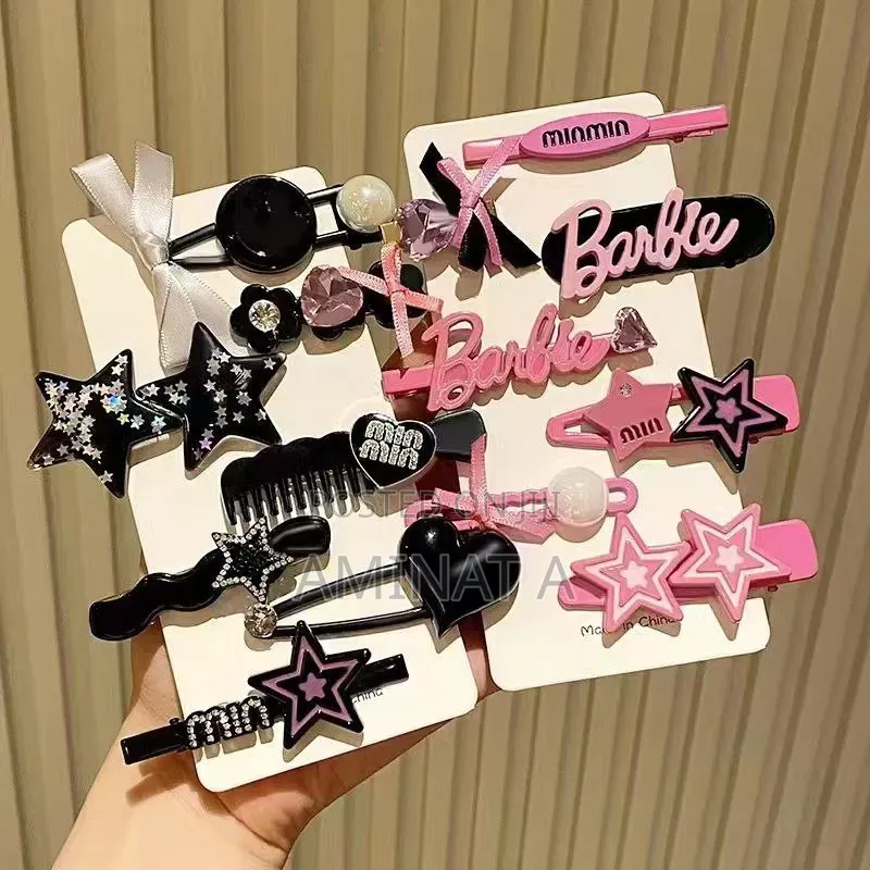 Trendy Barbie Hair Pin - Pink and Black